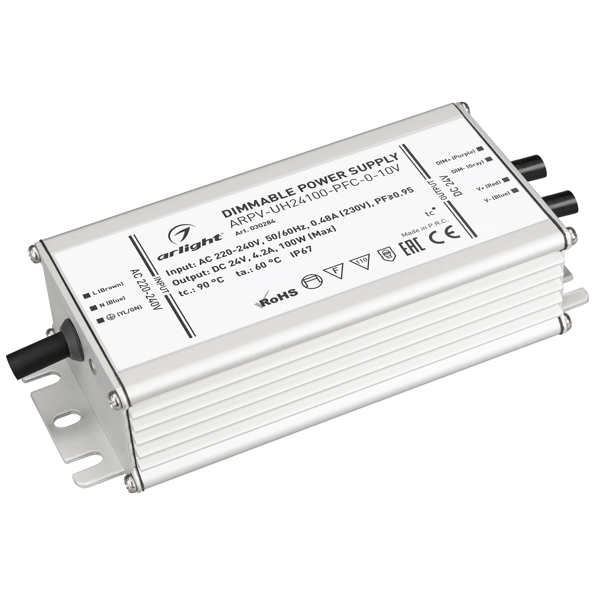 Блок питания ARPV-UH24100-PFC-0-10V (24V, 4.2A, 100W) (Arlight, IP67 Металл, 7 лет) 030284 — фото 1