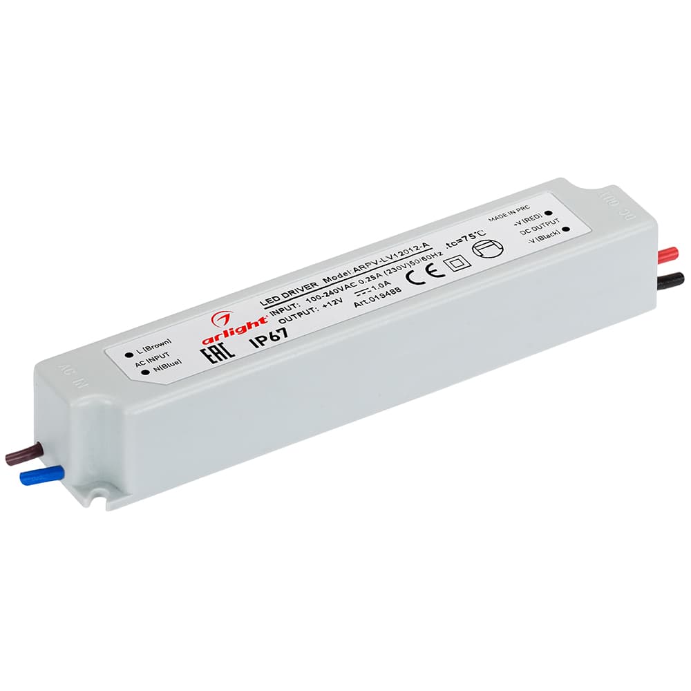 Блок питания ARPV-LV12012-A (12V, 1.0A, 12W) (Arlight, IP67 Пластик, 3 года) 019488