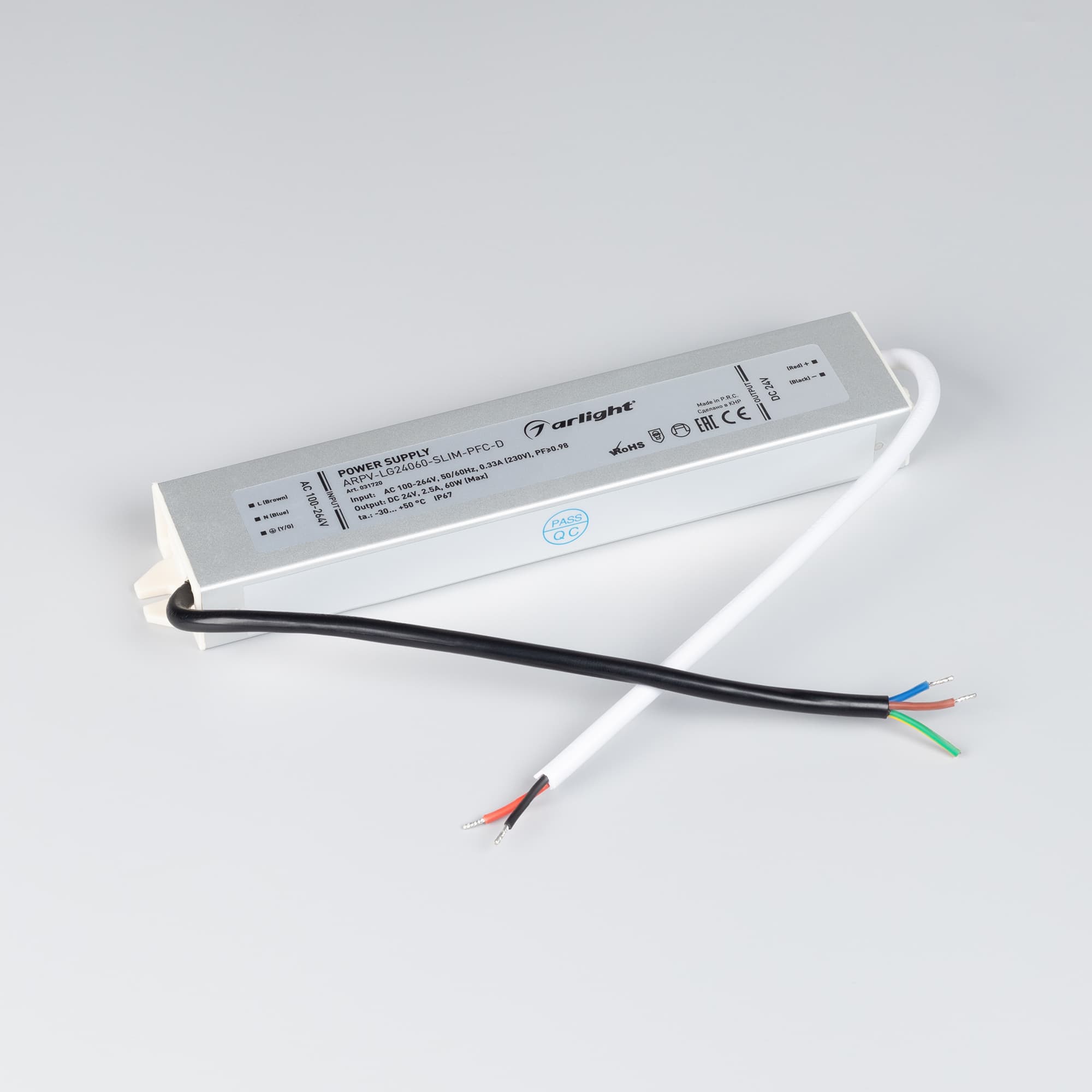 Блок питания ARPV-LG24060-SLIM-PFC-D (24V, 2.5A, 60W) (Arlight, IP67 Металл, 5 лет) 031720 — фото 2