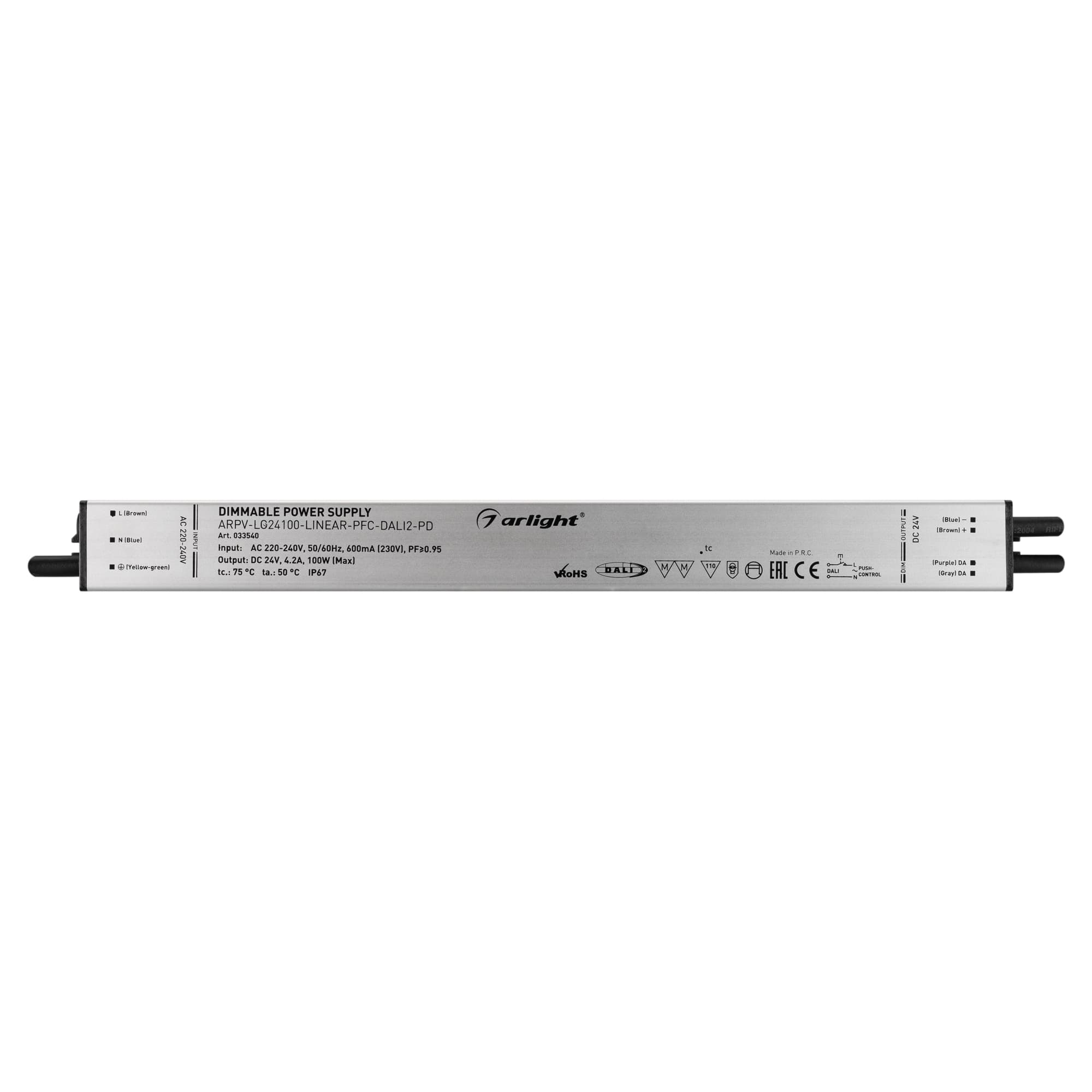 Блок питания ARPV-LG24100-LINEAR-PFC-DALI2-PD (24V, 4.2A, 100W) (Arlight, IP67 Металл, 5 лет) 033540 — фото 3