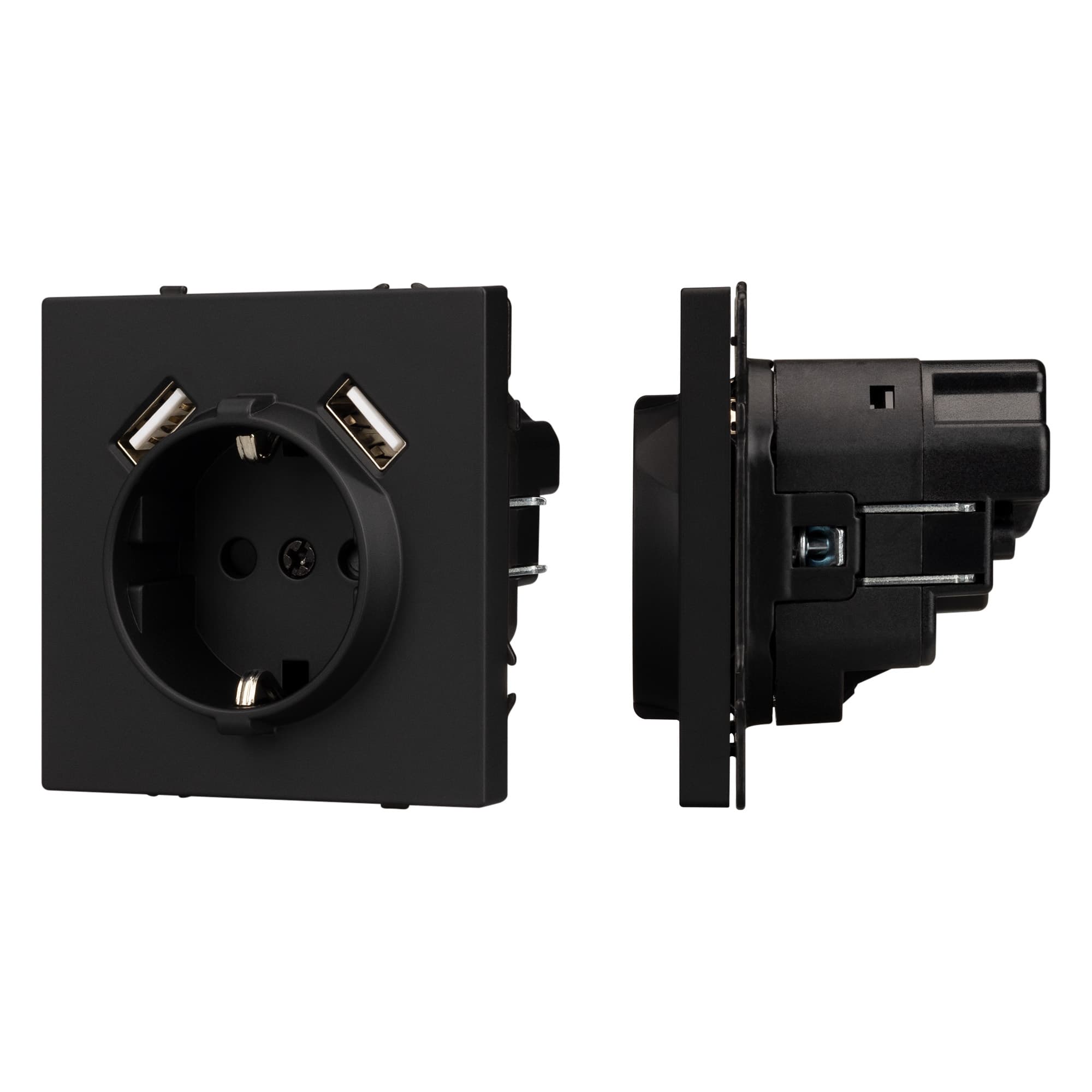 Механизм розетки с USB зарядкой SCT-NOBE-MUAA-SFPL-BK (230V, 16A) (Arlight, Черный оникс) 054289