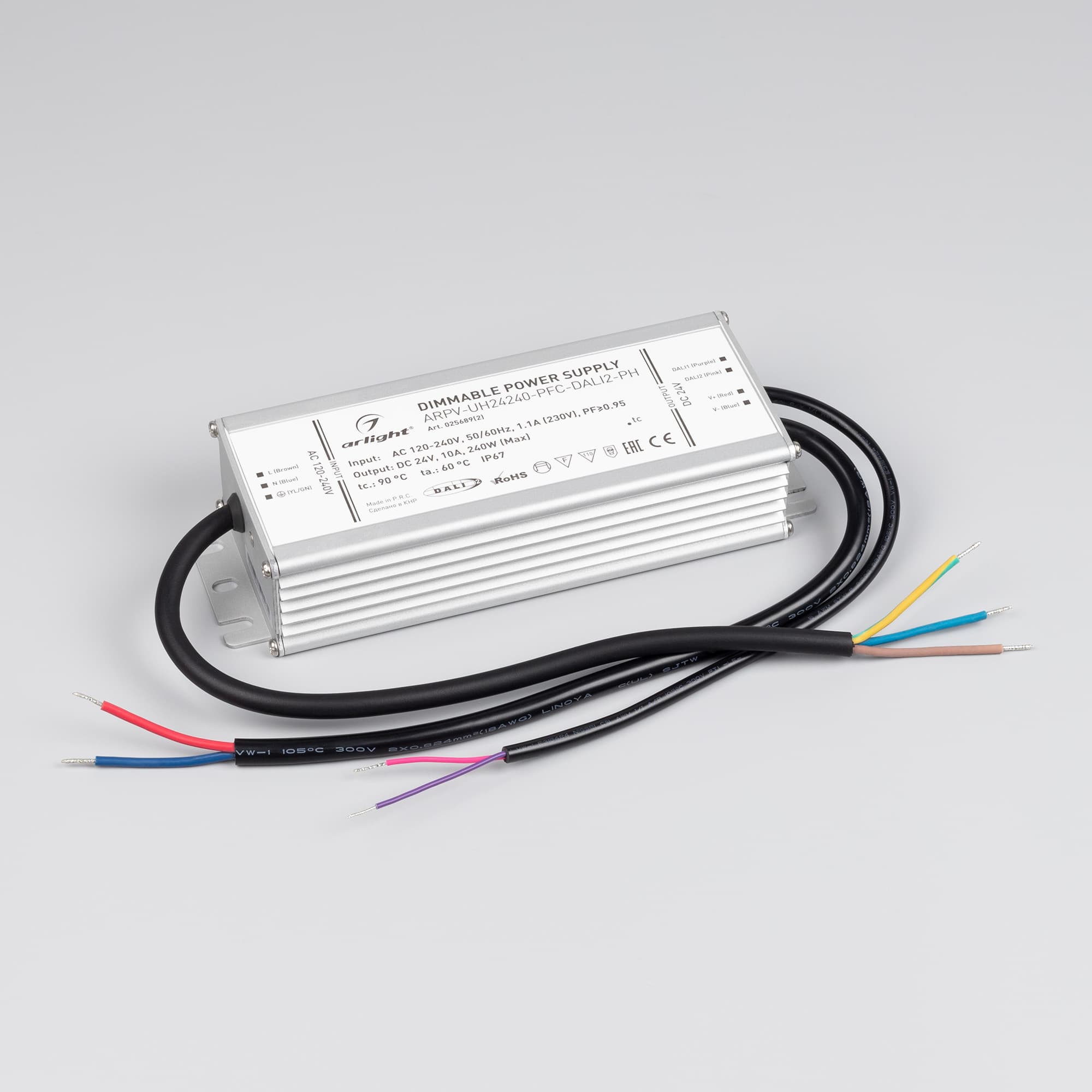 Блок питания ARPV-UH24240-PFC-DALI2-PH (24V, 10.0A, 240W) (Arlight, IP67 Металл, 7 лет) 025689(2) — фото 2