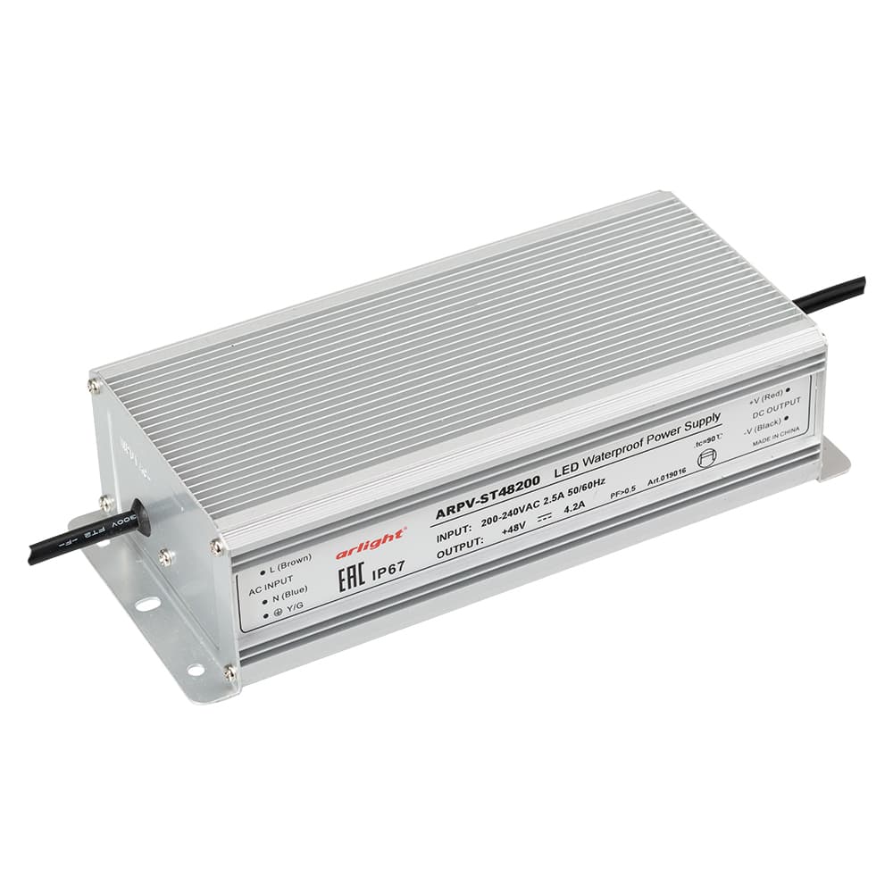 Блок питания ARPV-ST48200 (48V, 4.2A, 200W) (Arlight, IP67 Металл, 3 года) 019016