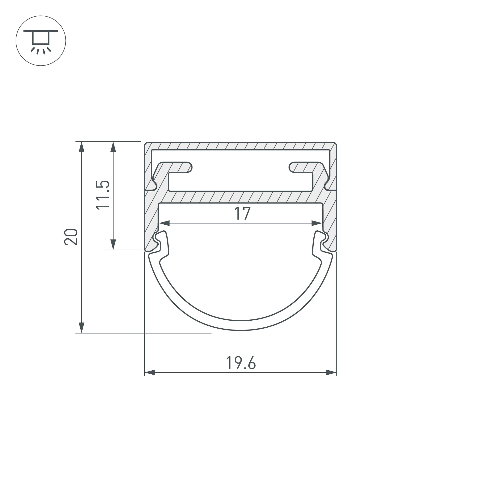 Профиль ARH-WIDE-B-H20-2000 ANOD (Arlight, Алюминий) 016188 Arlight — фото 5