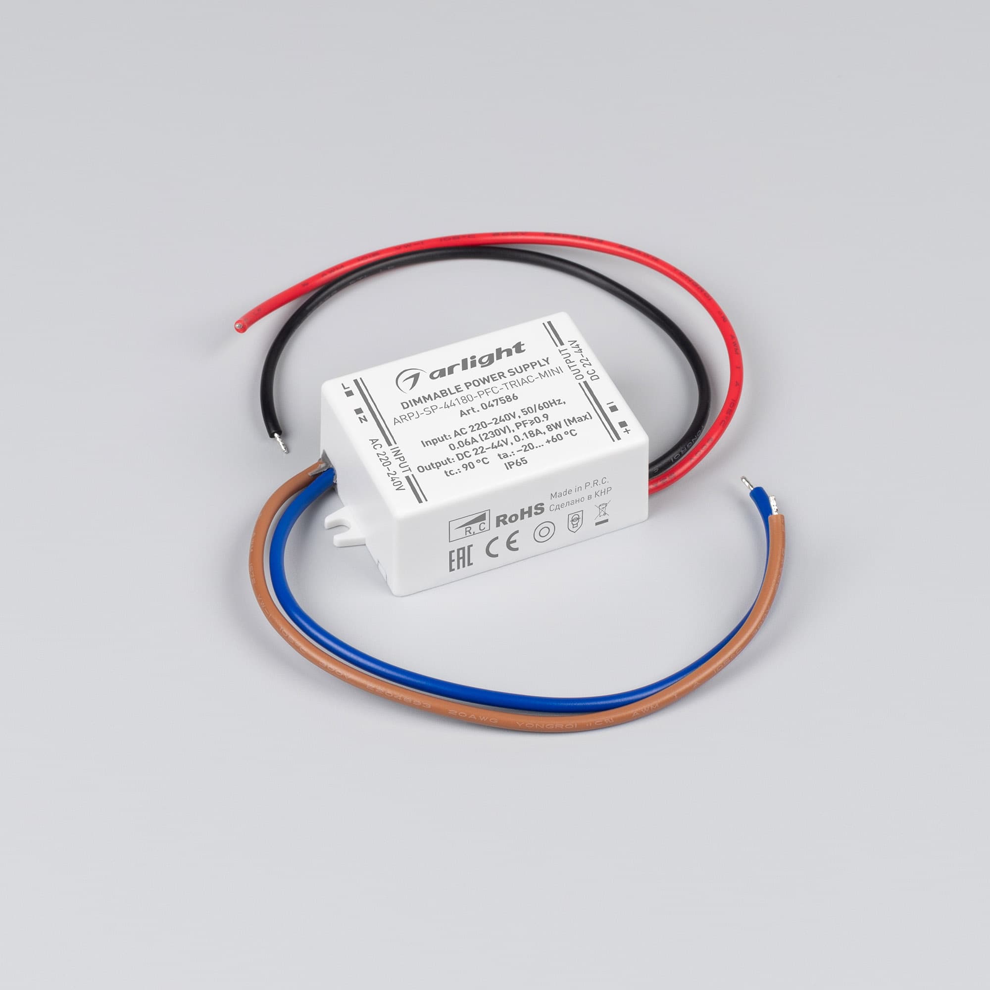 Блок питания ARPJ-SP-44180-PFC-TRIAC-MINI (8W, 22-44V, 180mA) (Arlight, IP65 Пластик, 5 лет) 047586 — фото 2