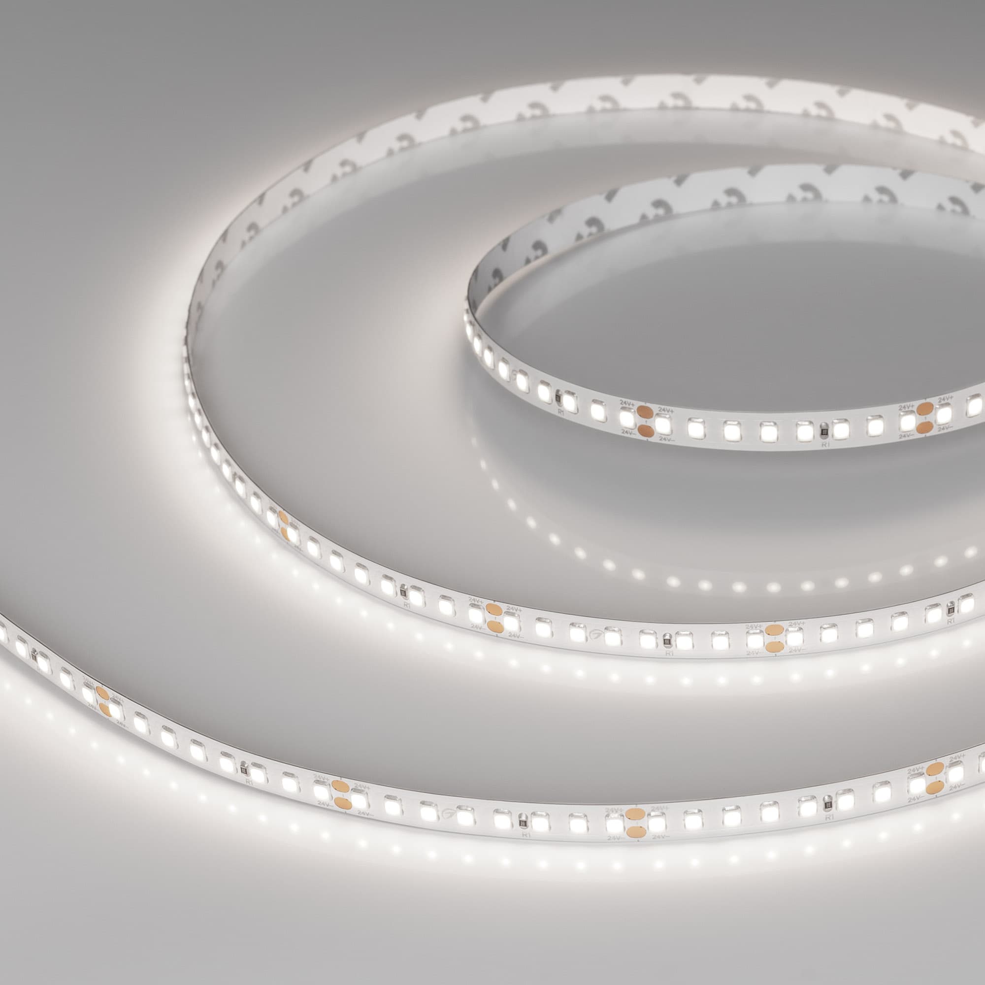 Светодиодная лента RT-A160-8mm 24V Day5000 (12 W/m, IP20, 2835, 5m) (Arlight, высок.эфф.150 лм/Вт) 024536(2) — фото 1