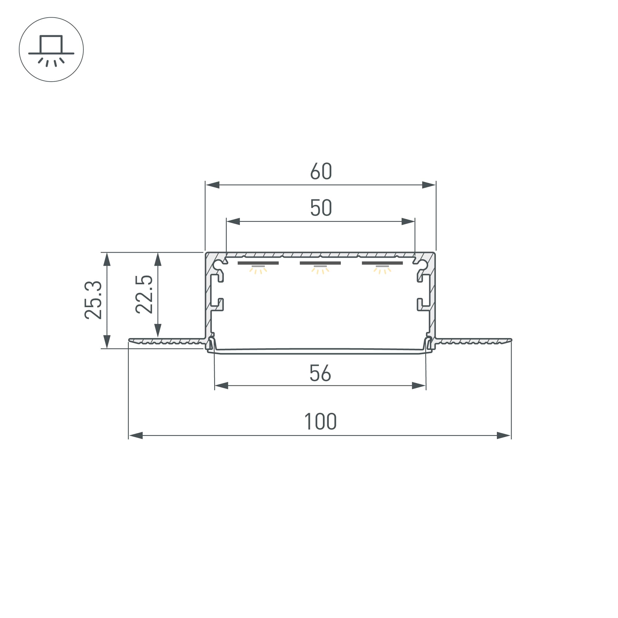 Профиль LINIA60-FANTOM-3000 ANOD (Arlight, Алюминий) 046410 — фото 3
