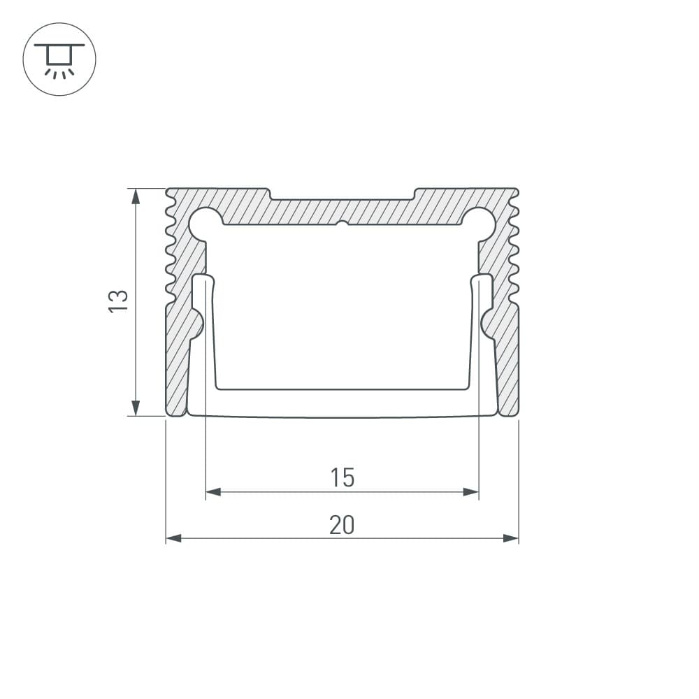 Профиль с экраном SL-SLIM20-H13-2000 ANOD+OPAL (Arlight, Алюминий) 036835 — фото 5