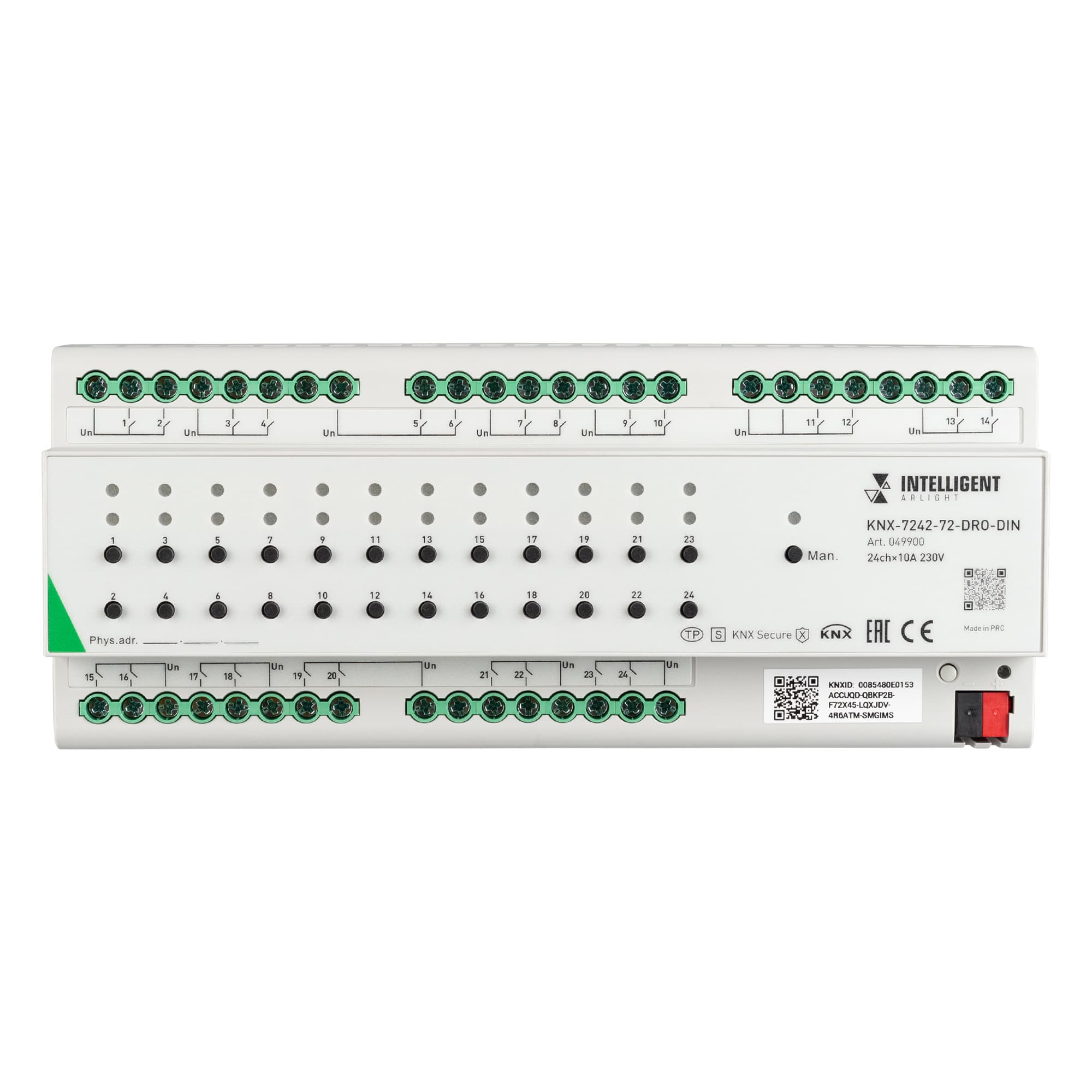INTELLIGENT ARLIGHT Релейный модуль KNX-7242-72-DRO-DIN Grey (BUS, 24x10A) (IARL, IP20 Пластик, 2 года) 049900 — фото 2
