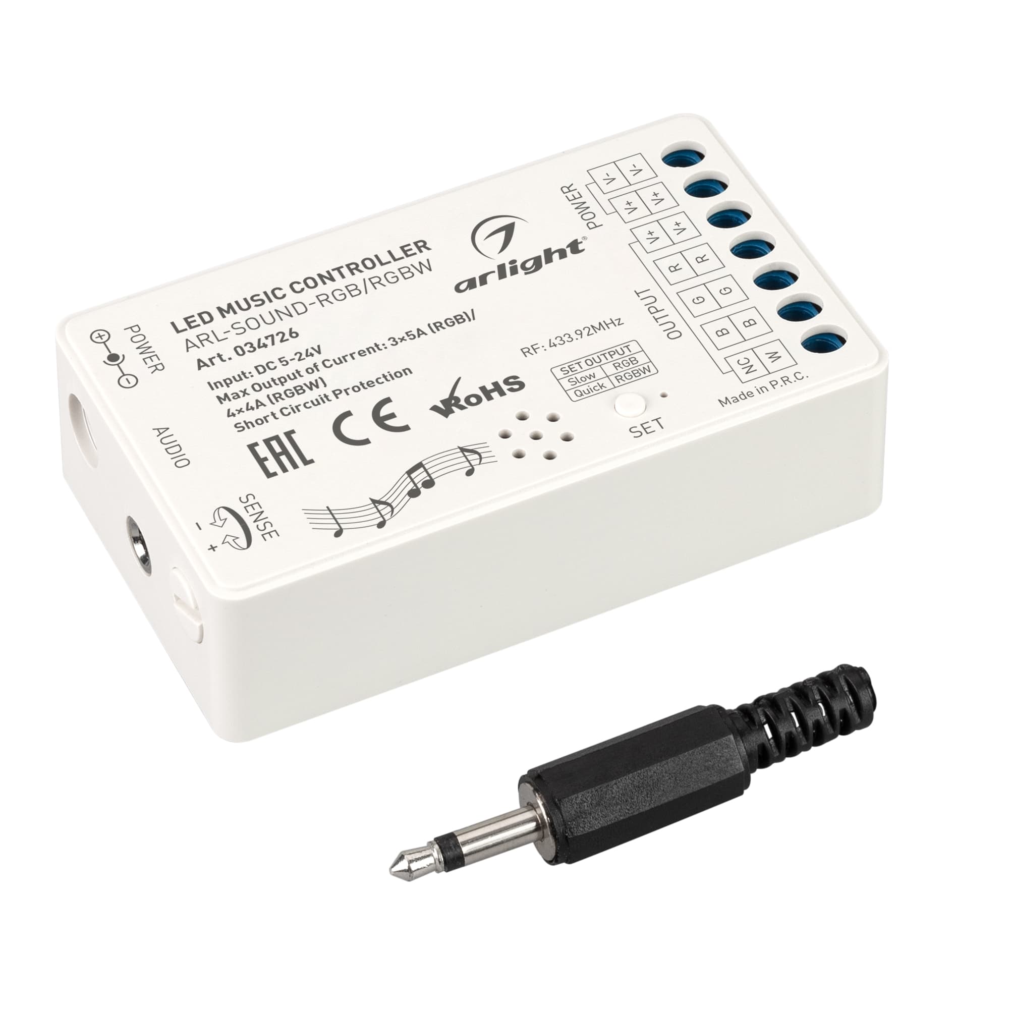Аудиоконтроллер ARL-SOUND-RGB/RGBW (12-24V, 4x4A, RF ПДУ 24кн) (Arlight, IP20 Пластик, 3 года) 034726 — фото 2