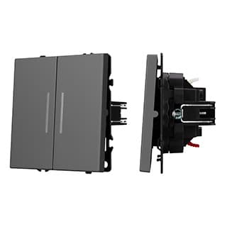 Механизм звонкового выключателя двухклавишный LED SWT-NOBE-MKR2-SFPL-L-GR (230V, 10A) (Arlight, Серый базальт) 061744(1)