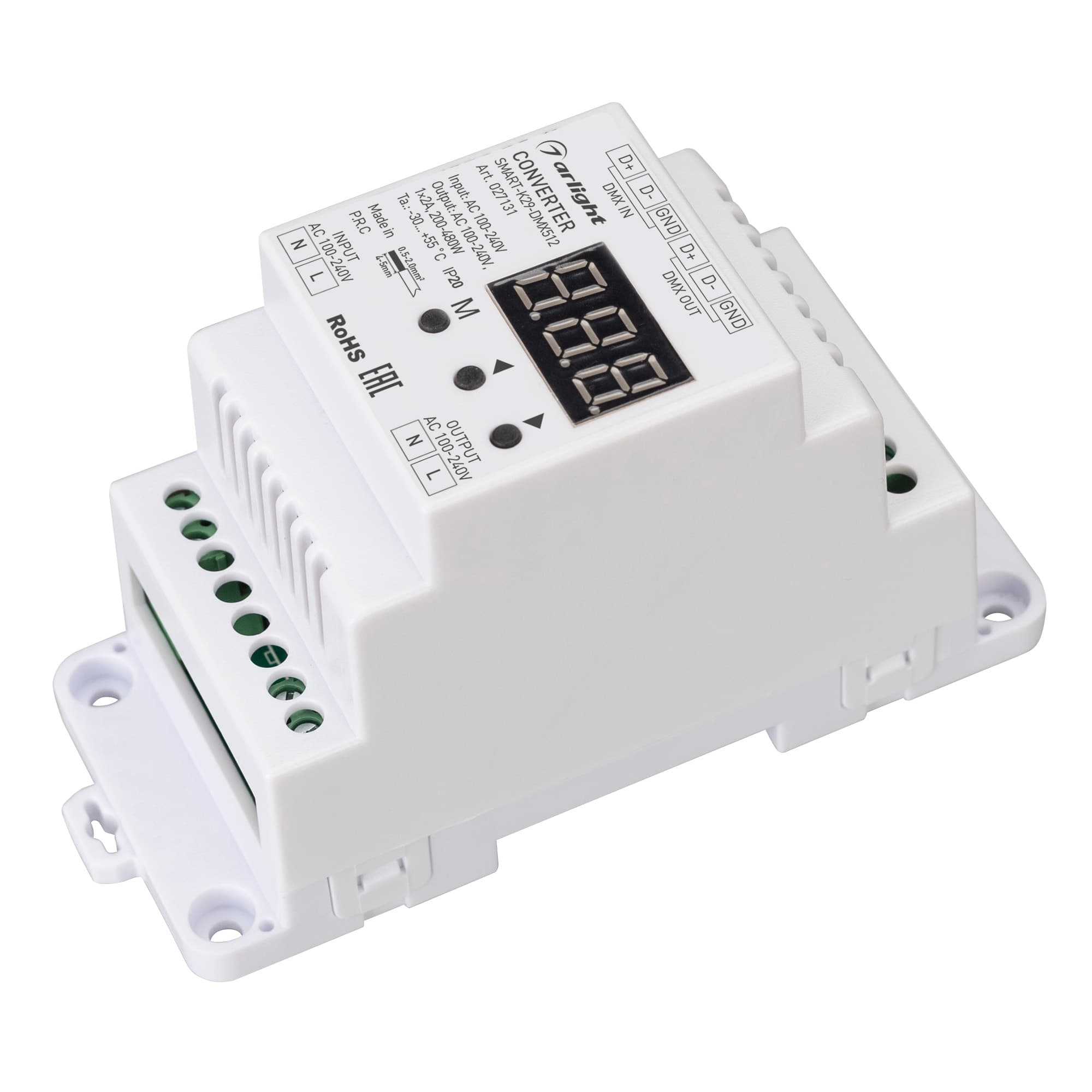 Конвертер SMART-K29-DMX512 (230V, 1x2A, TRIAC, DIN) (Arlight, IP20 Пластик, 5 лет) 027131 — фото 1