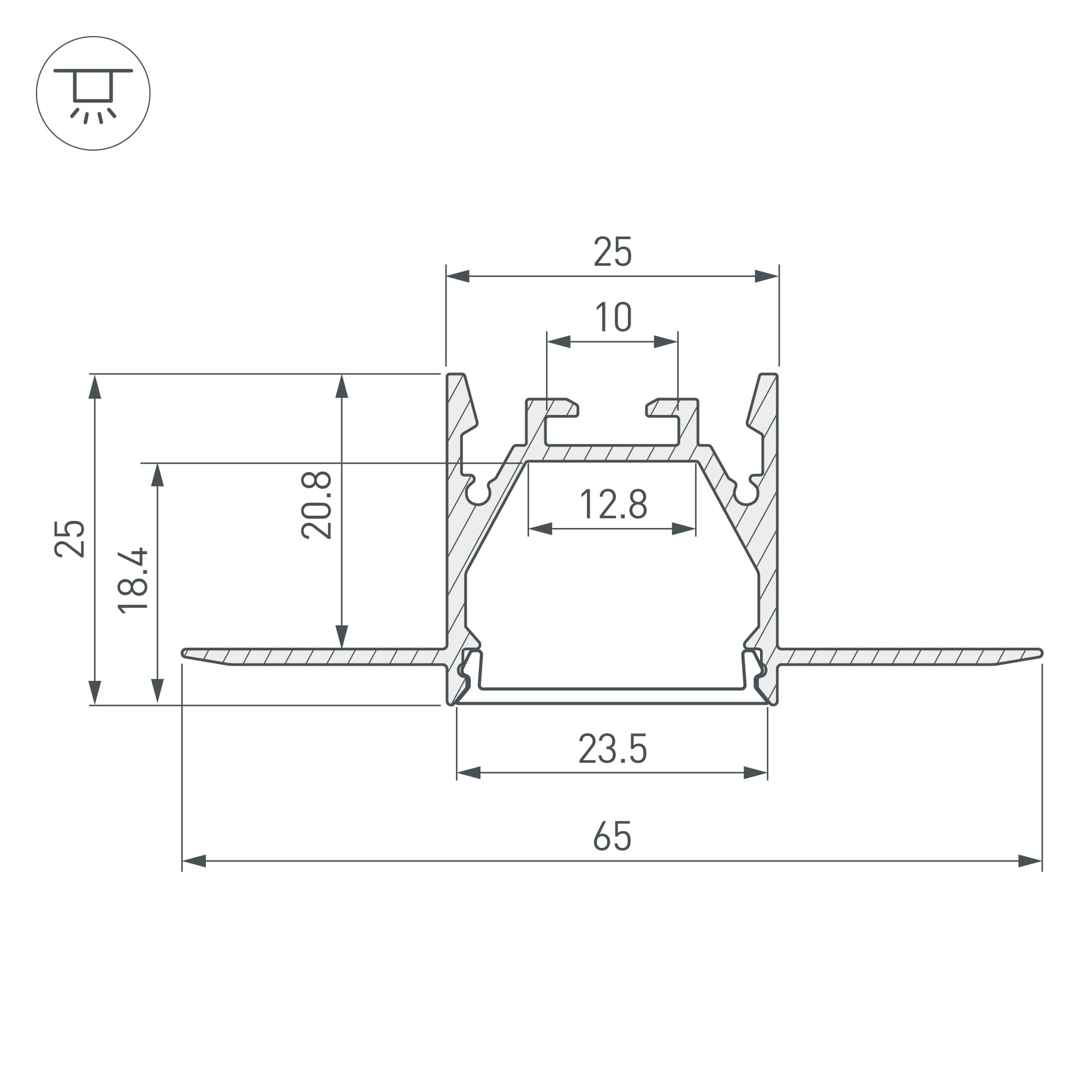 Профиль LINIA25-FANTOM-2000 ANOD (Arlight, Алюминий) 053806 — фото 3