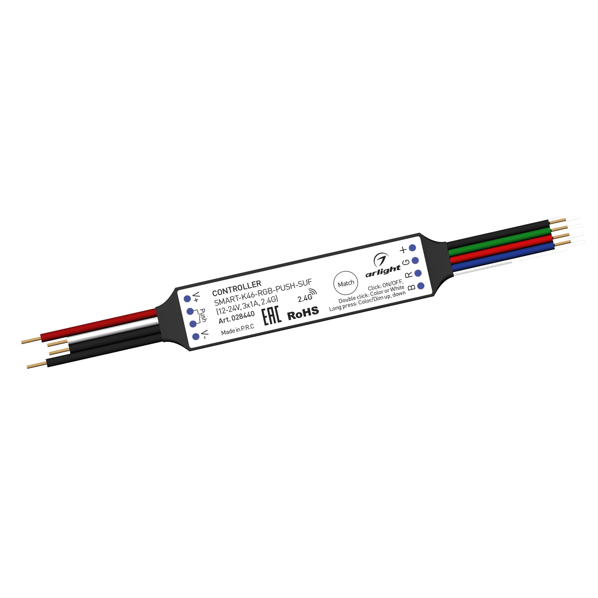Контроллер SMART-K46-RGB-PUSH-SUF (12-24V, 3x1A, 2.4G) (Arlight, Пластик) 028440 Arlight