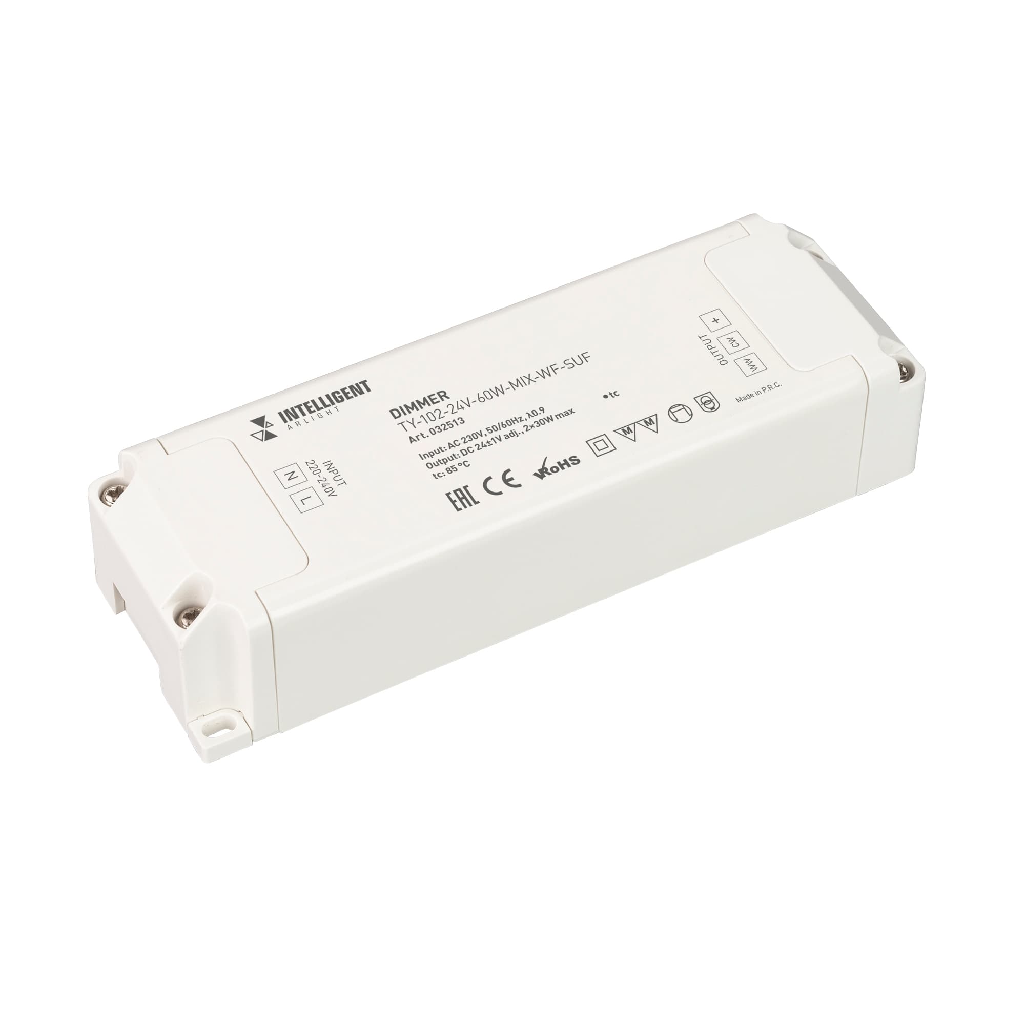 INTELLIGENT ARLIGHT Диммер TY-102-24V-60W-MIX-WF-SUF (230V, WIFI, 433MHz, 2x1.25A) (IARL, Пластик) 032513