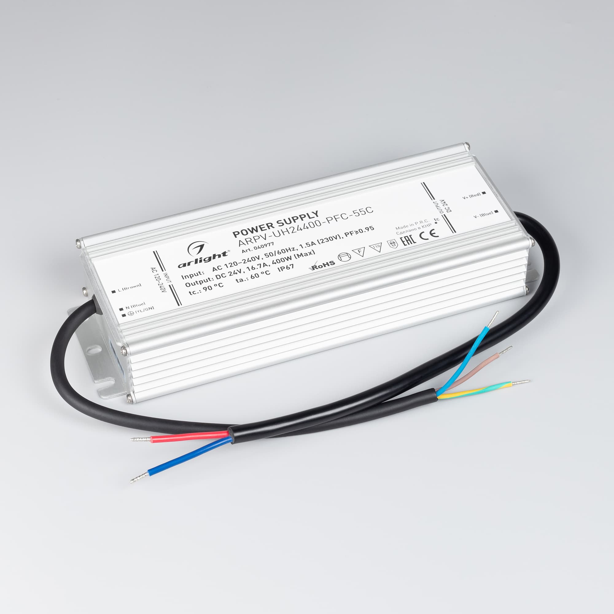 Блок питания ARPV-UH24400-PFC-55C (24V, 16.7A, 400W) (Arlight, IP67 Металл, 5 лет) 040977 — фото 2