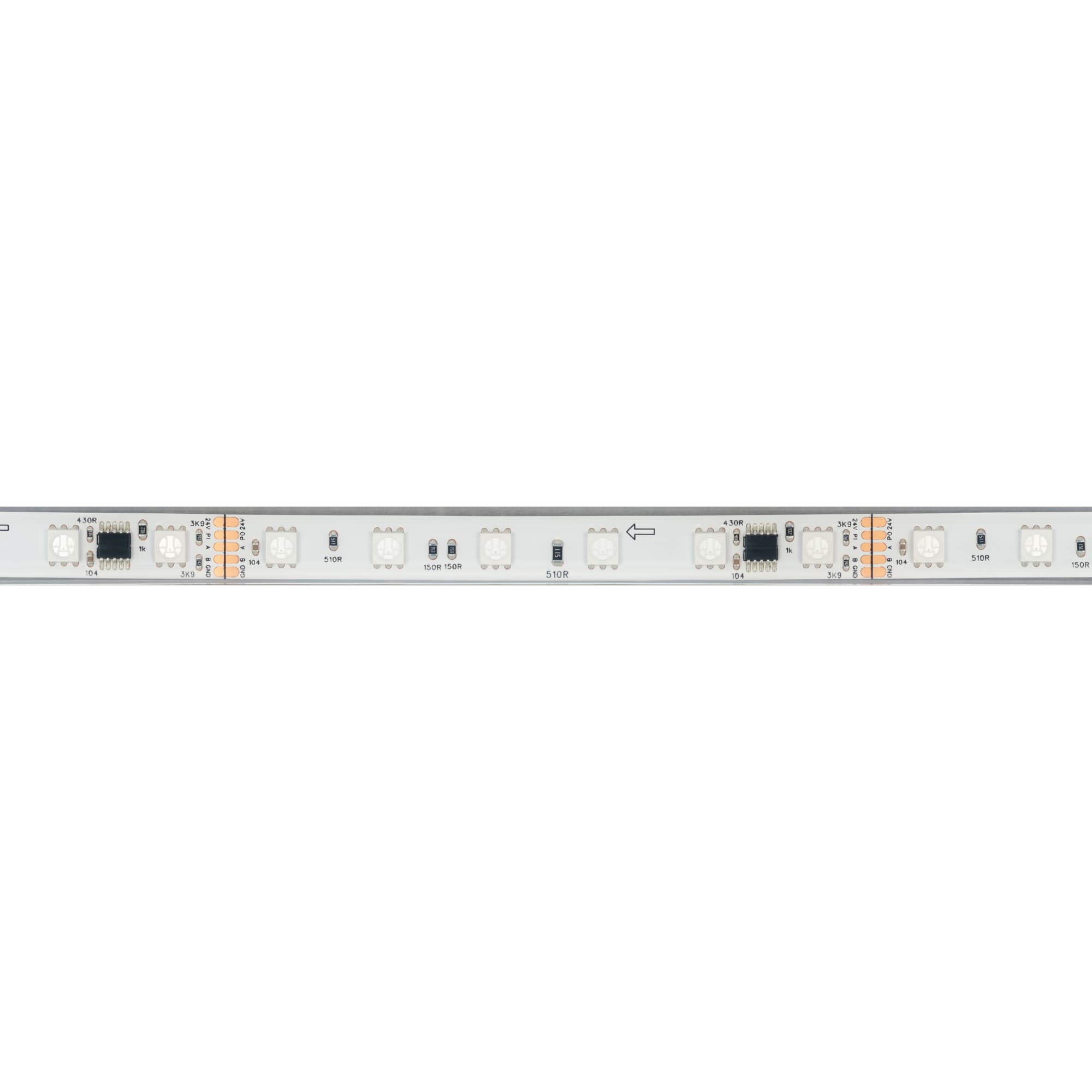 Светодиодная лента герметичная DMX-PFS-B60-12mm 24V RGB-PX6 (14 W/m, IP68, 5060, 5m) (Arlight, -) 039608 — фото 2