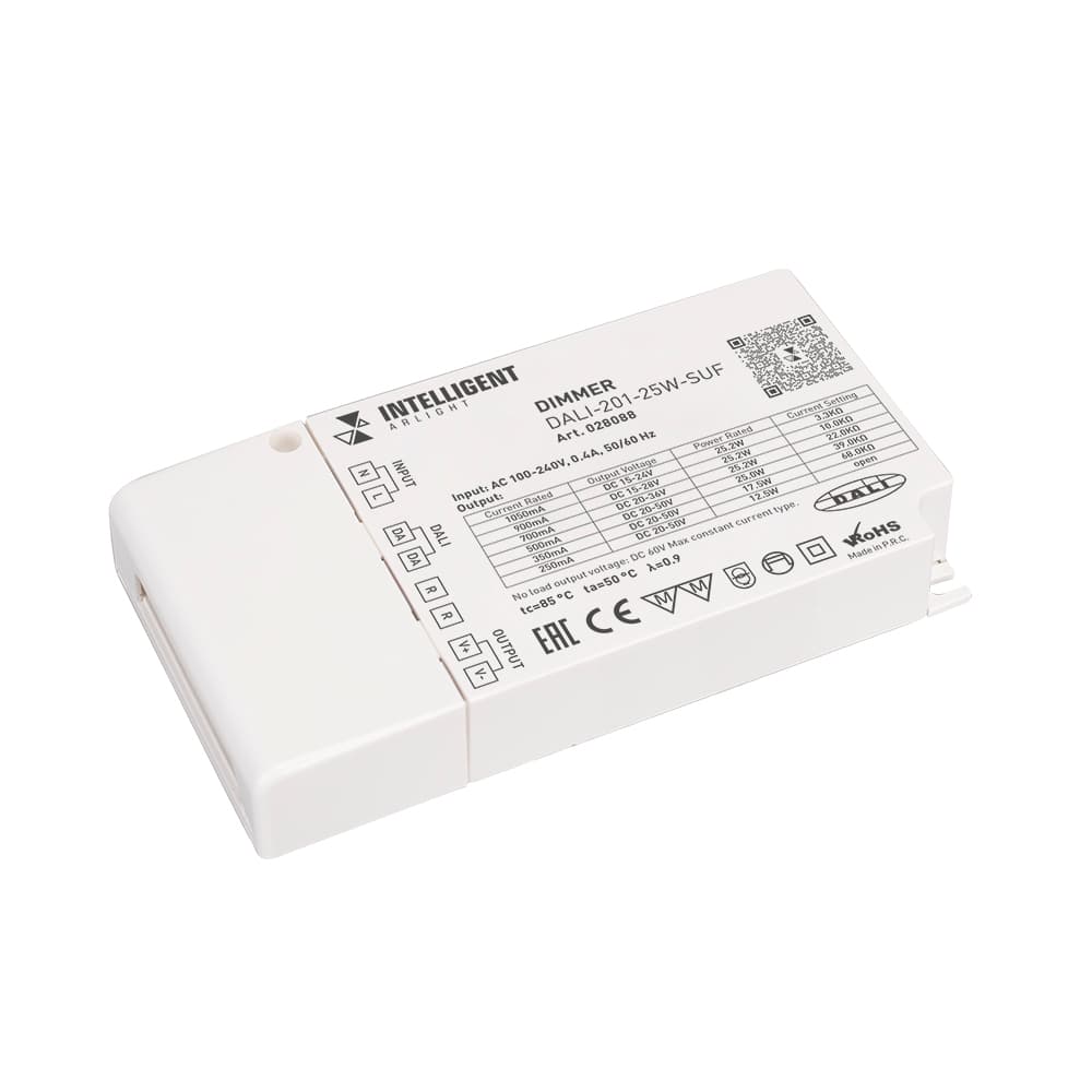 INTELLIGENT ARLIGHT Диммер DALI-201-25W-SUF (230V, 250-1050mА) (IARL, IP20 Пластик, 3 года) 028088
