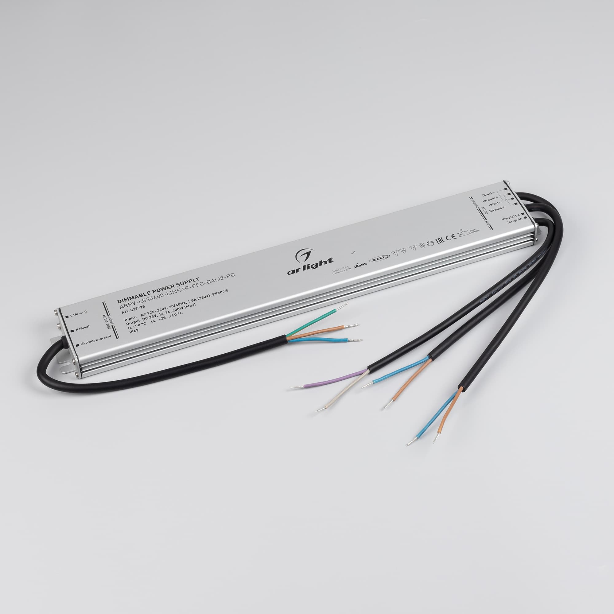 Блок питания ARPV-LG24400-LINEAR-PFC-DALI2-PD (24V, 16.7A, 400W) (Arlight, IP67 Металл, 5 лет) 037775 — фото 2