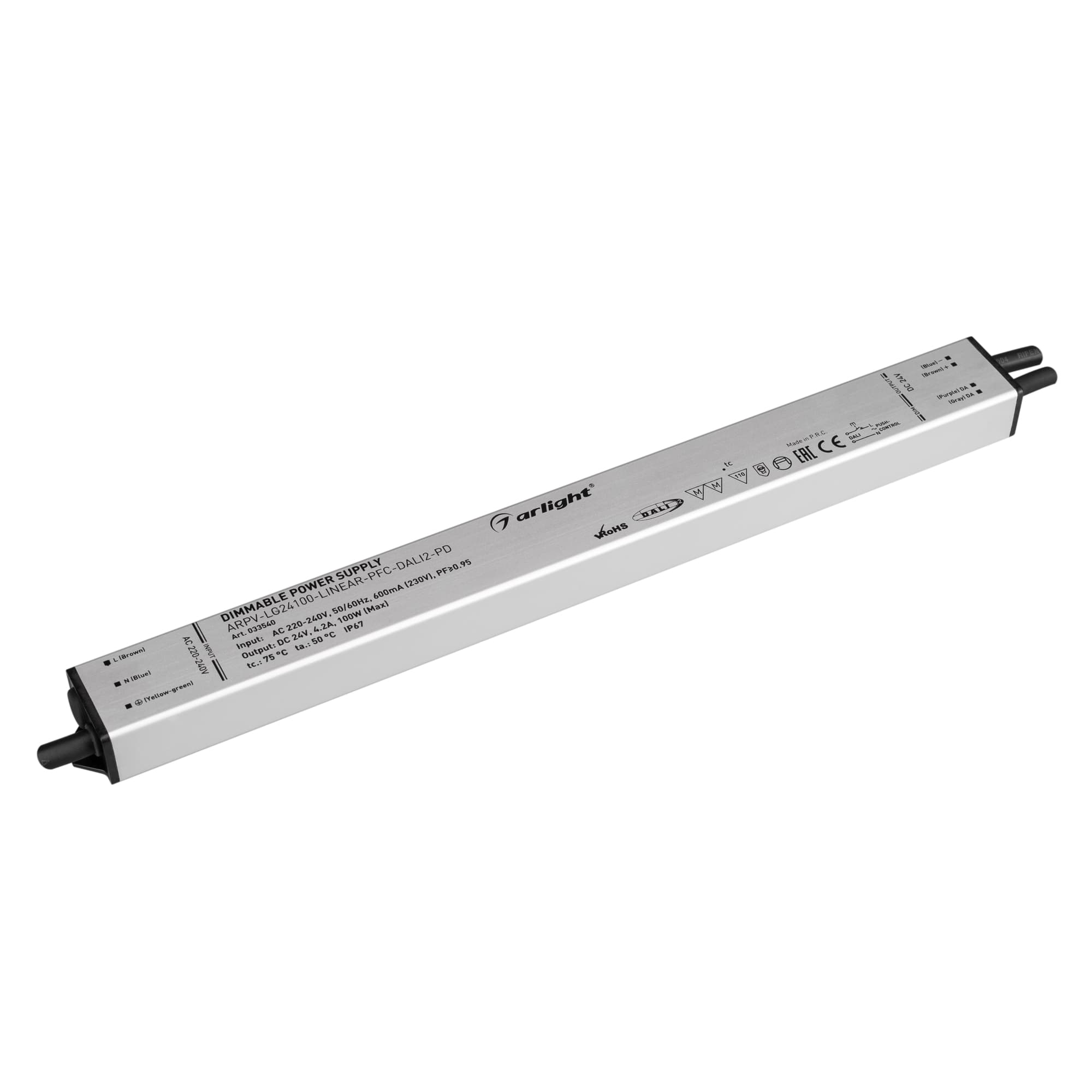 Блок питания ARPV-LG24100-LINEAR-PFC-DALI2-PD (24V, 4.2A, 100W) (Arlight, IP67 Металл, 5 лет) 033540 — фото 1