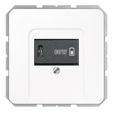 USB розетка для зарядки мобильных устройств тип C, 5-60W, белый, CD серия, Jung