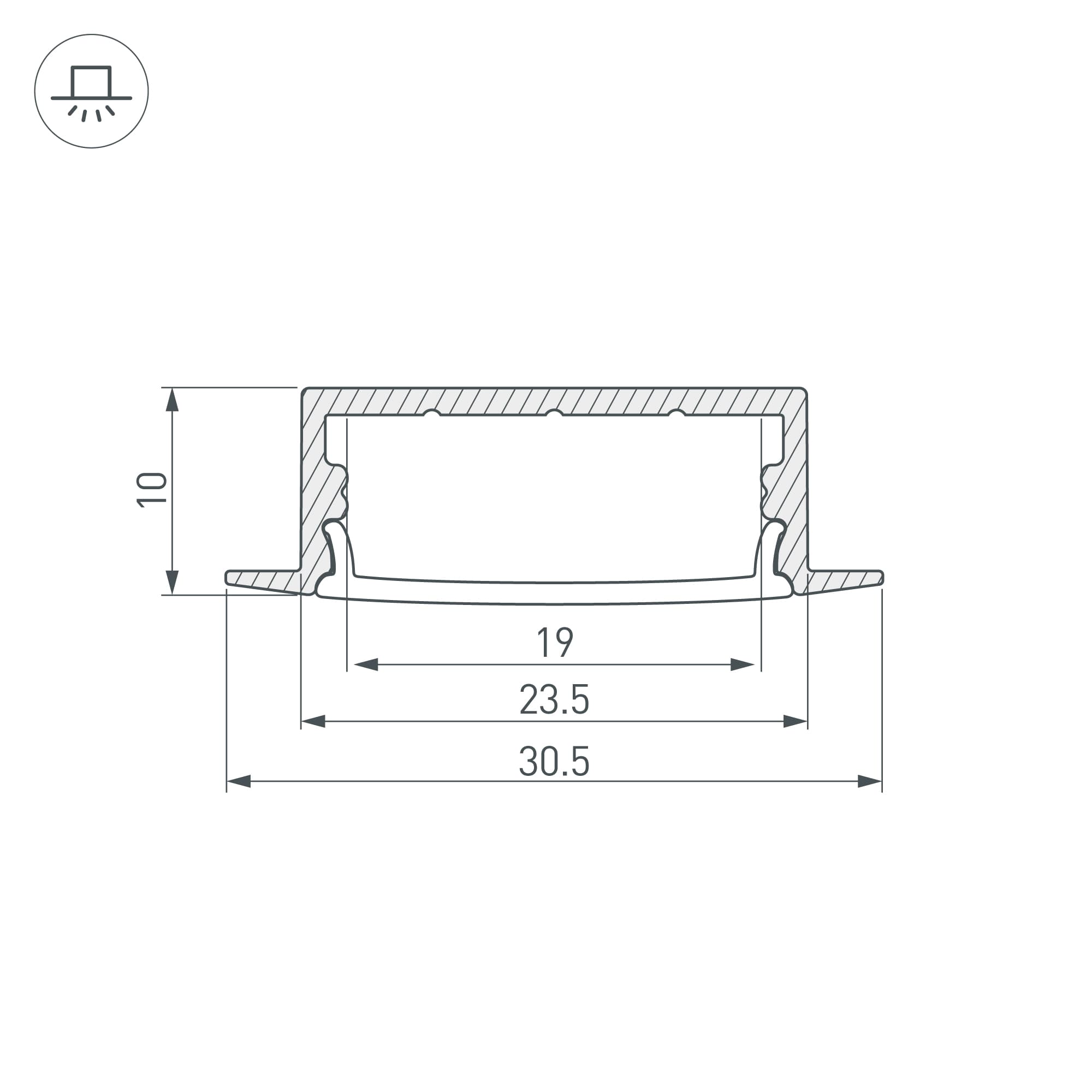Профиль ARH-WIDE-F-H10-2000 ANOD (Arlight, Алюминий) 016186 — фото 3
