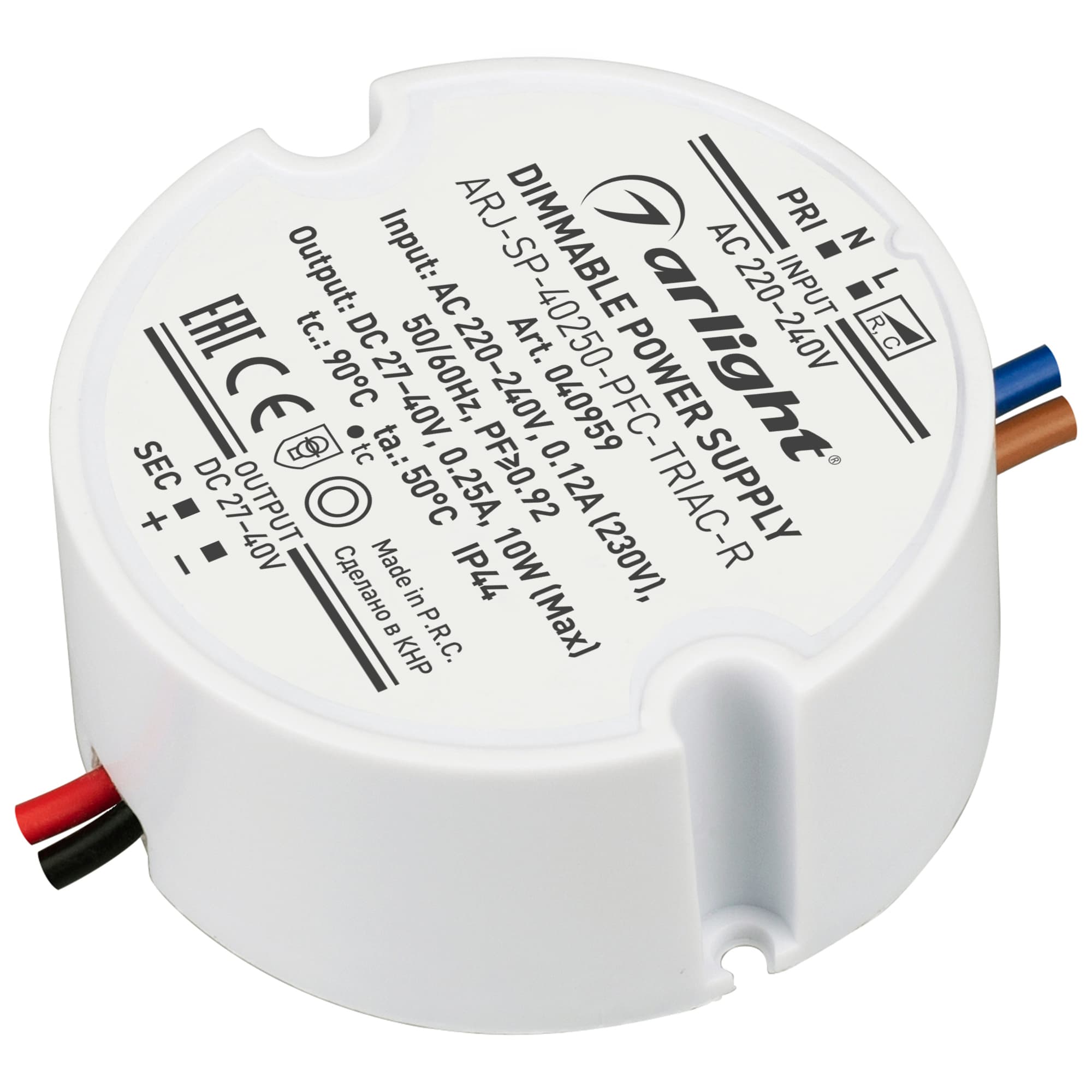 Блок питания ARJ-SP-40250-PFC-TRIAC-R (10W, 27-40V, 250mA) (Arlight, IP44 Пластик, 5 лет) 040959 — фото 1
