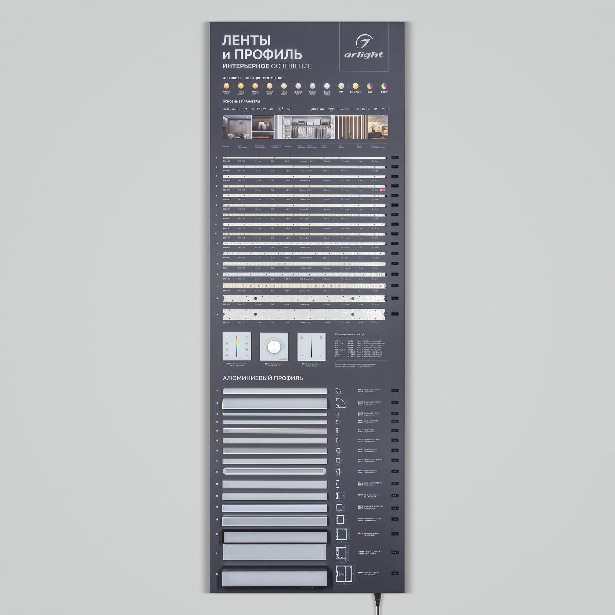 Стенд Ленты и Профиль RT-LUX-S1-1760x600mm (DB 3мм, пленка, подсветка) (Arlight, -) 000890