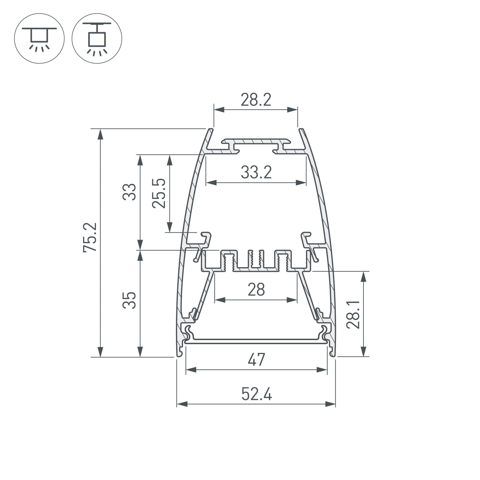 Профиль LINE-5075-U-HONEYCOMB-2000 BLACK (Arlight, Алюминий) 044885 Arlight — фото 7
