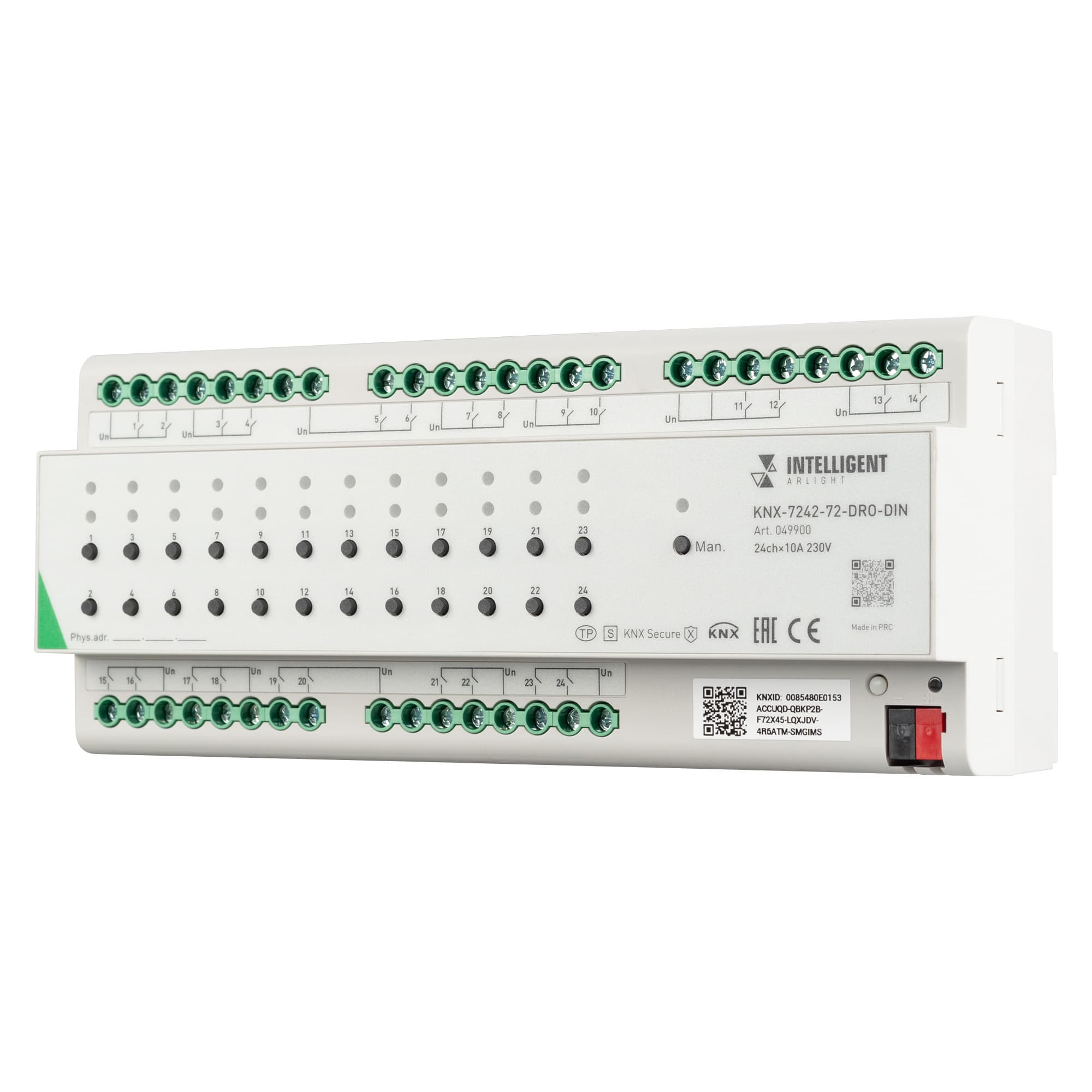 INTELLIGENT ARLIGHT Релейный модуль KNX-7242-72-DRO-DIN Grey (BUS, 24x10A) (IARL, IP20 Пластик, 2 года) 049900 — фото 1