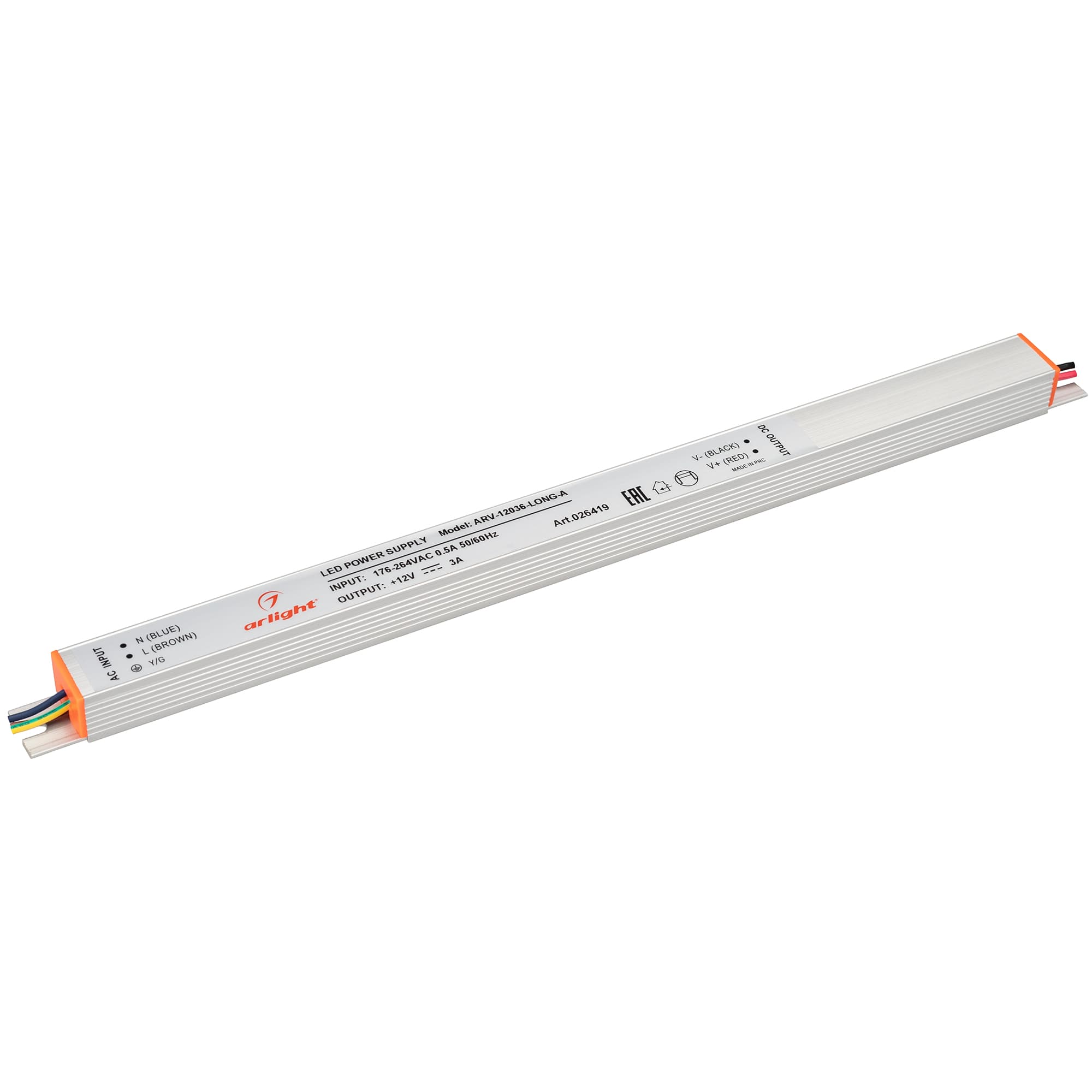 Блок питания ARV-12036-LONG-A (12V, 3A, 36W) (Arlight, IP20 Металл, 2 года) 026419