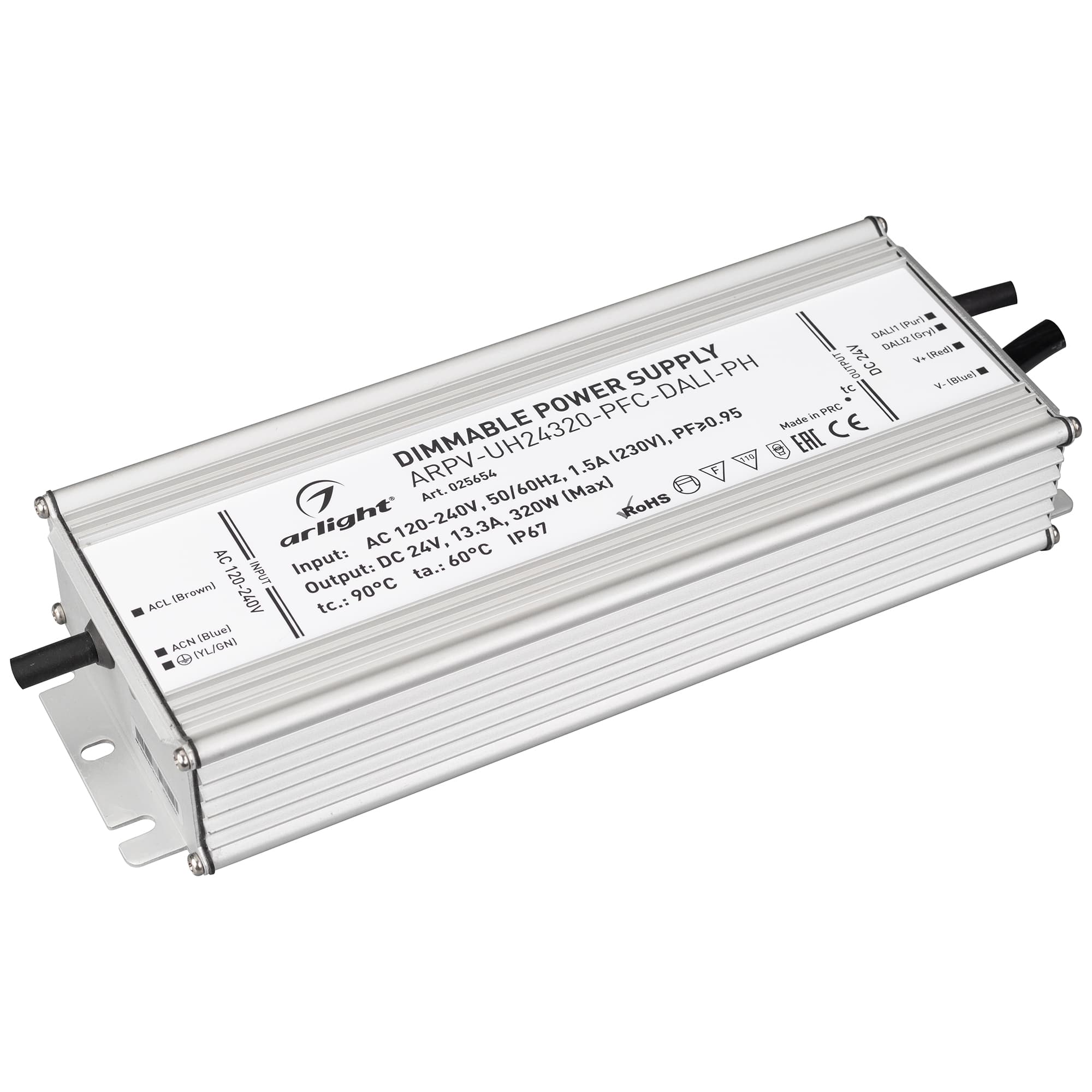 Блок питания ARPV-UH24320-PFC-DALI-PH (24V, 13.3A, 320W) (Arlight, IP67 Металл, 7 лет) 025654