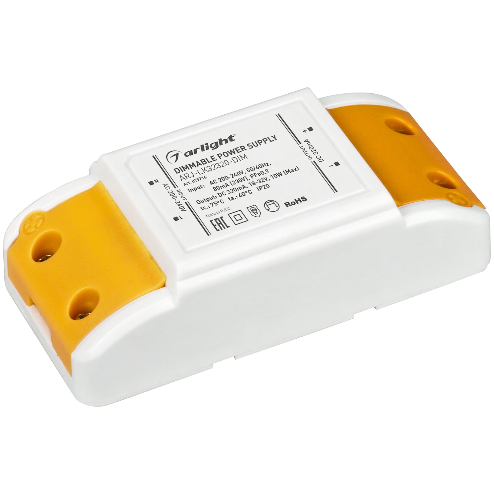 Блок питания ARJ-LK32320-DIM (10W, 320mA, PFC, Triac) (Arlight, IP20 Пластик, 2 года) 019716