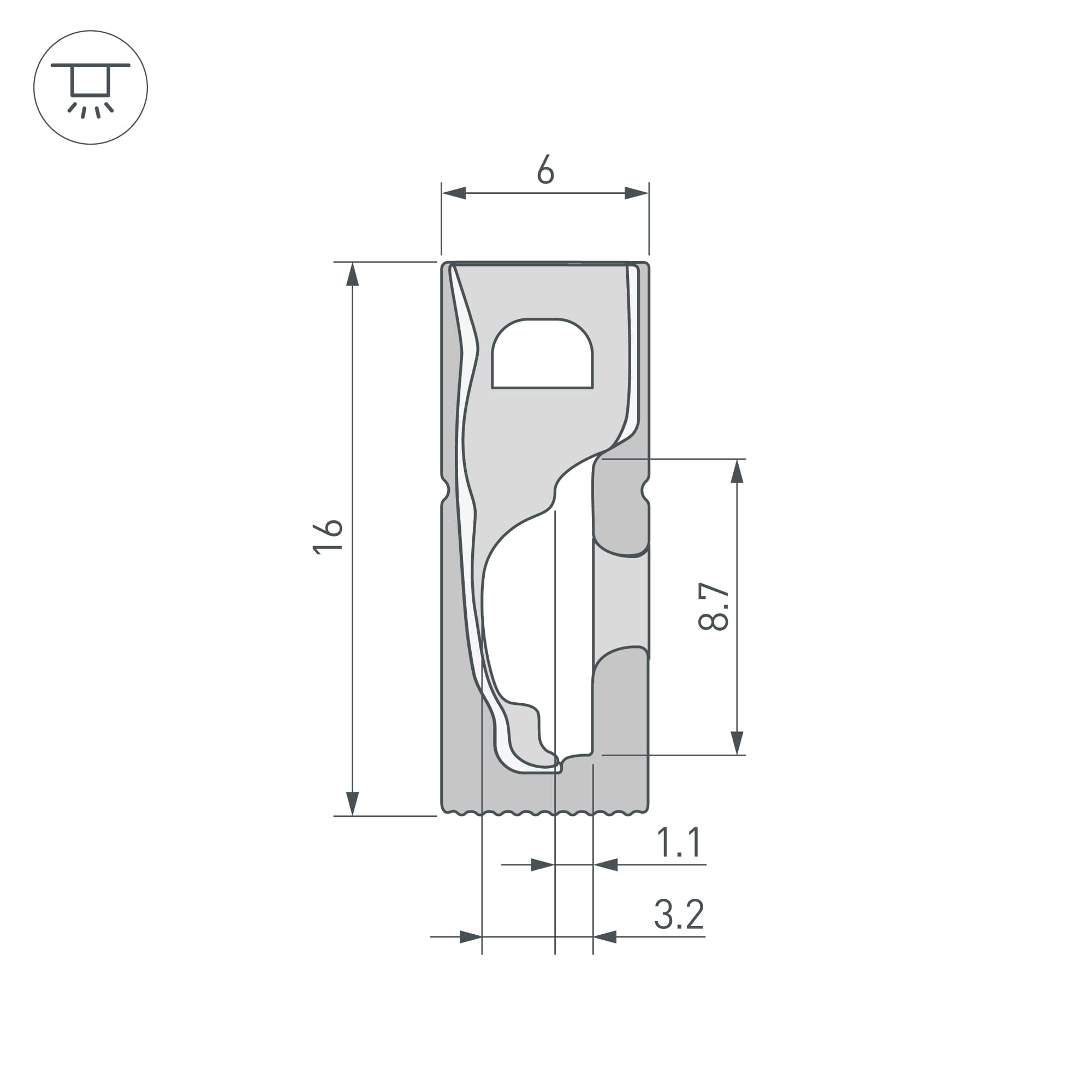 Силиконовый профиль WPH-FLEX-0616-SIDE-S9-5m FULL BLACK (Arlight, Силикон) 045842 — фото 3