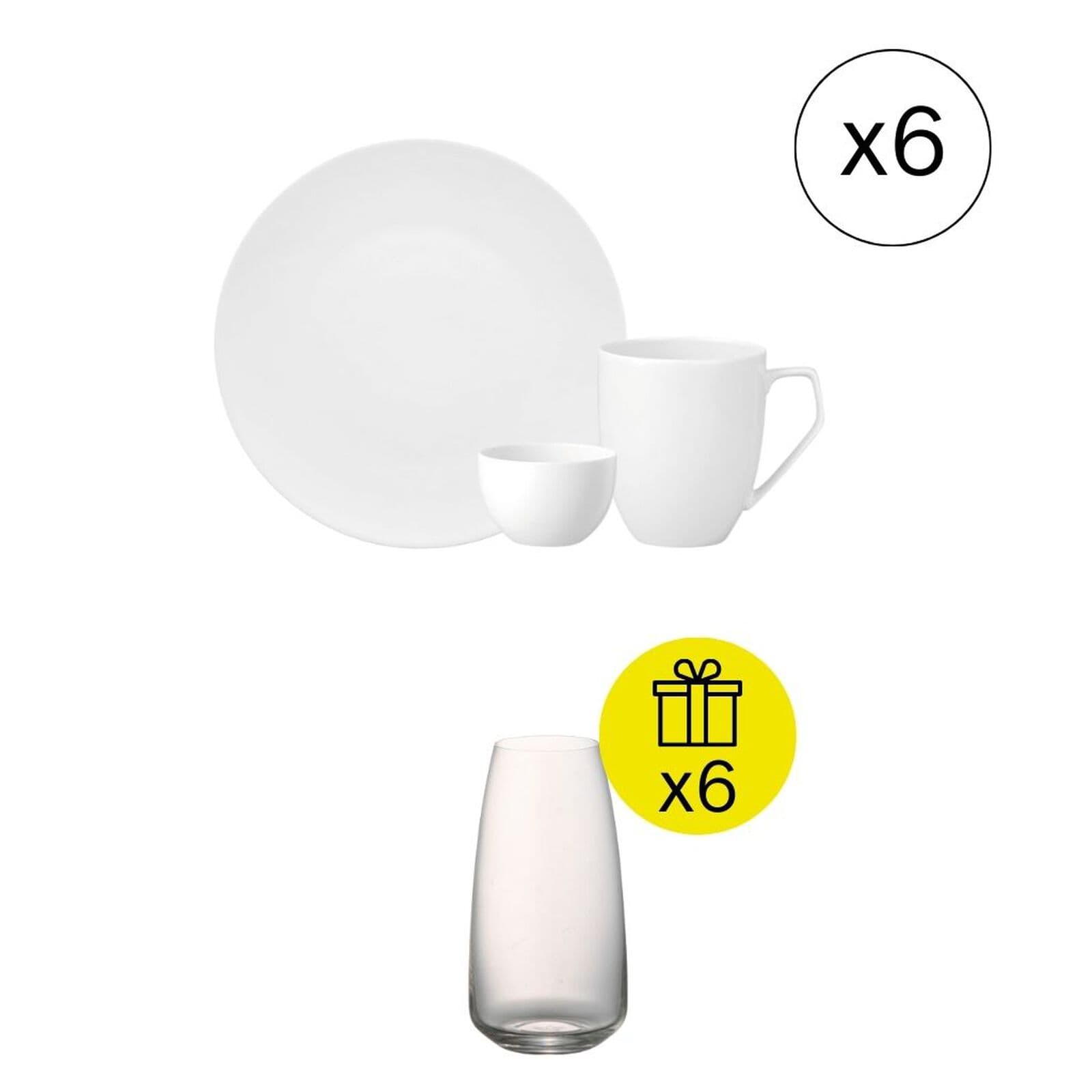 Rosenthal Set da Colazione per 6 persone, Iconico 18-pezzi con Regalo