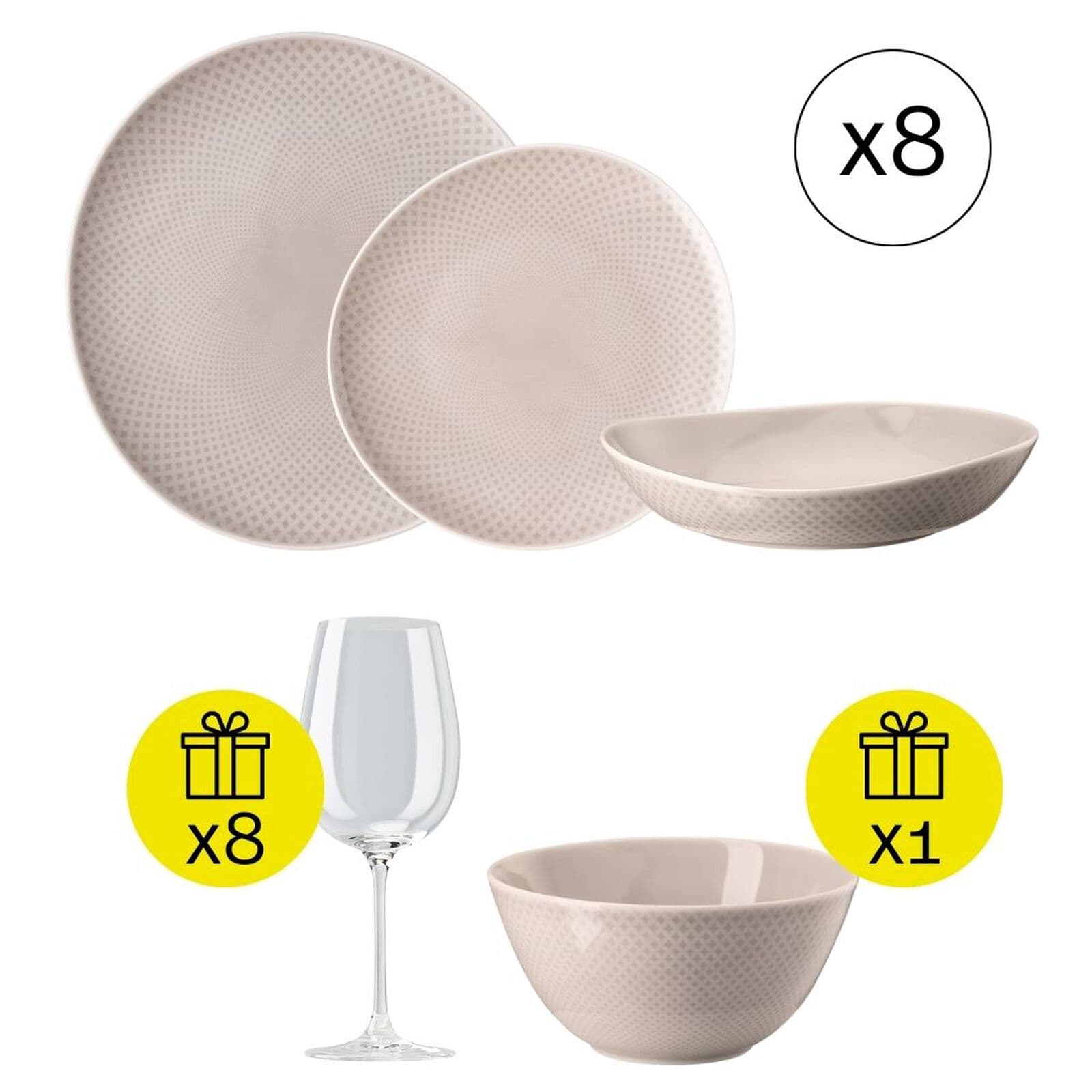 Rosenthal Set di Piatti per 8 persone, Casual 24 pezzi con Regalo