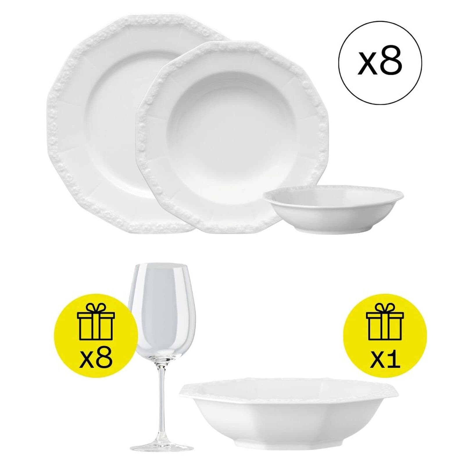 Rosenthal Set di Piatti per 8 persone, Tradizionale 24-pezzi con Regalo — фото 1