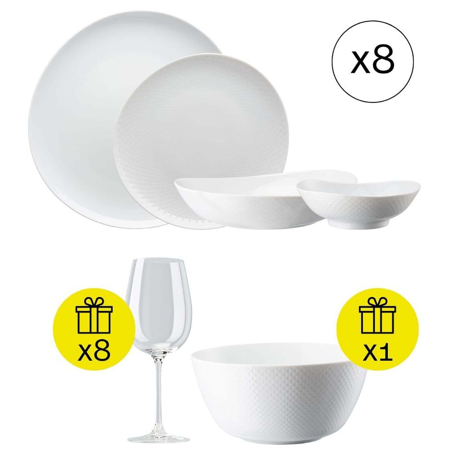 Rosenthal Set di Piatti per 8 persone, Casual 32 pezzi con Regalo