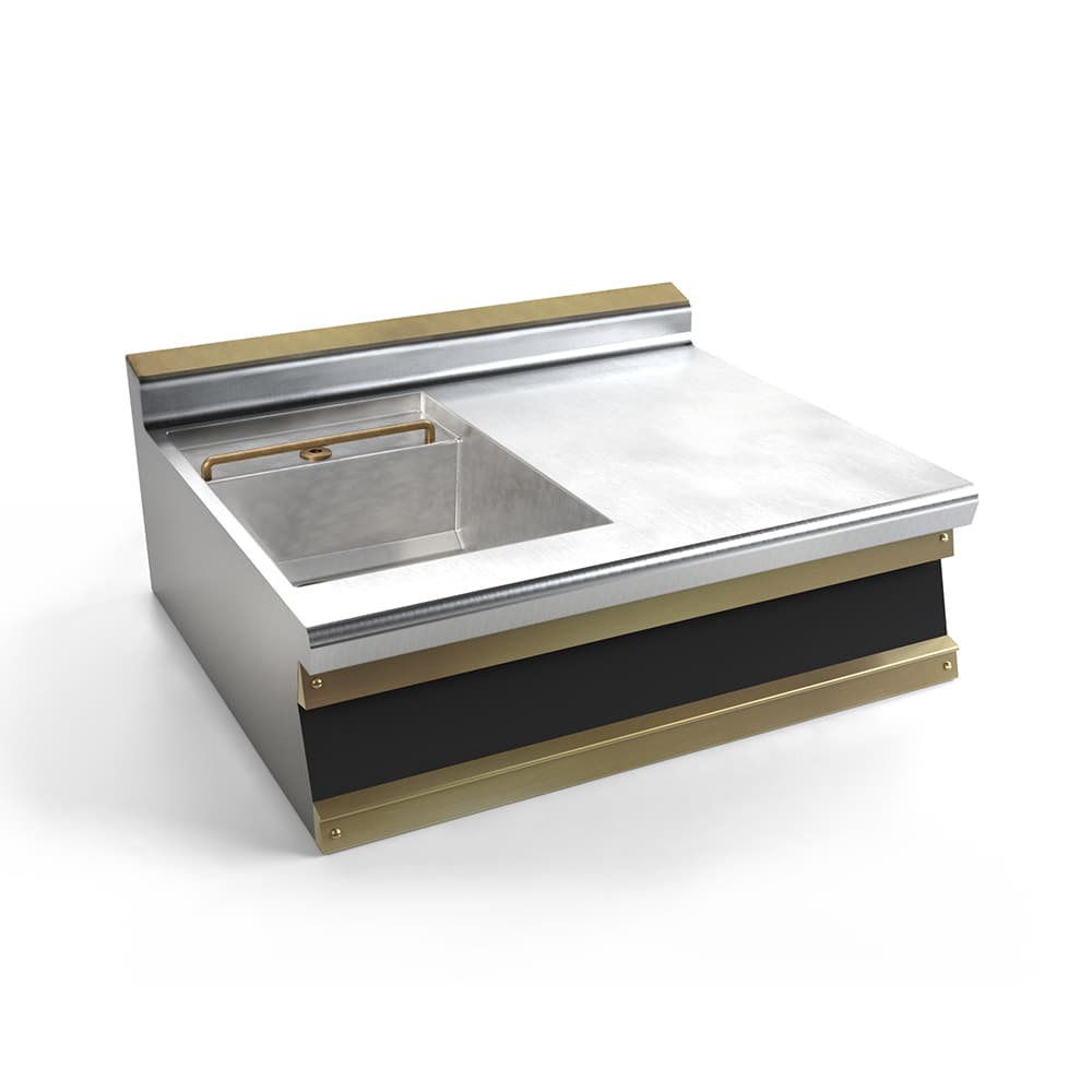 RESTART Раковина из нержавеющей стали люкс с правой столешницей | Officine Gullo — фото 1