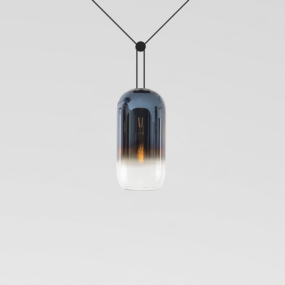 Подвесной светильник Artemide Funivia с вилкой, Gople рассеиватель, синий — фото 4