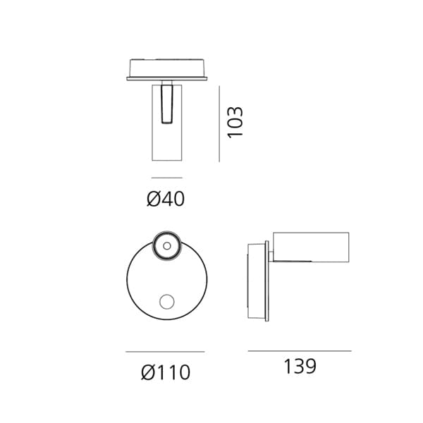 Бра Artemide Vector настенный 40, с Switch, 3000K, 21°, белый — фото 4