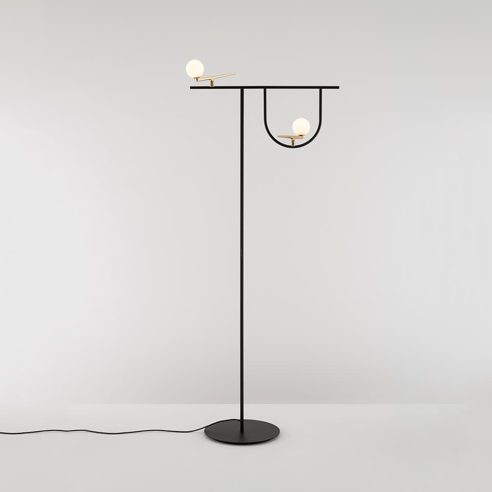 Торшер Artemide Yanzi напольный, шлифованная латунь, белый, чёрный — фото 3