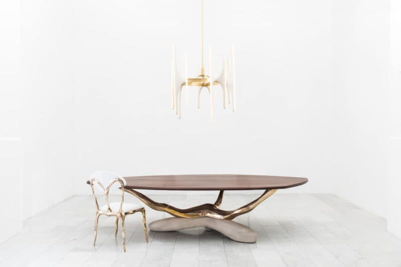 Обеденный стол Markus Haase Bronze, Walnut, and Limestone Dining Table — фото 9