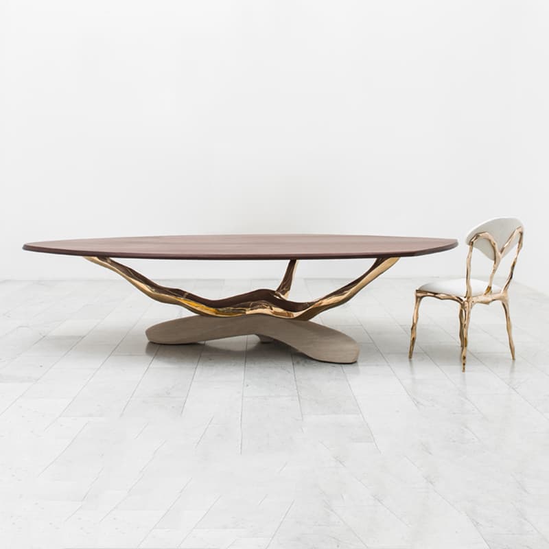 Обеденный стол Markus Haase Bronze, Walnut, and Limestone Dining Table