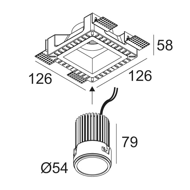 Встраиваемый точечтный светильник Delta Light GYN DS 1 FRAME + GYN D SNAP-IN 92733 — фото 2