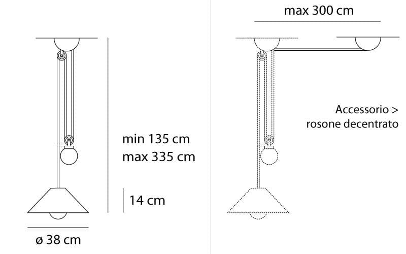 Подвесной светильник Artemide Aggregato saliscendi Ø380 cono opalino — фото 2