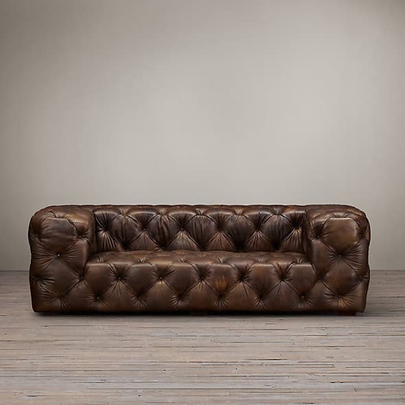 Restoration Hardware Soho Tufted Leather Sofa