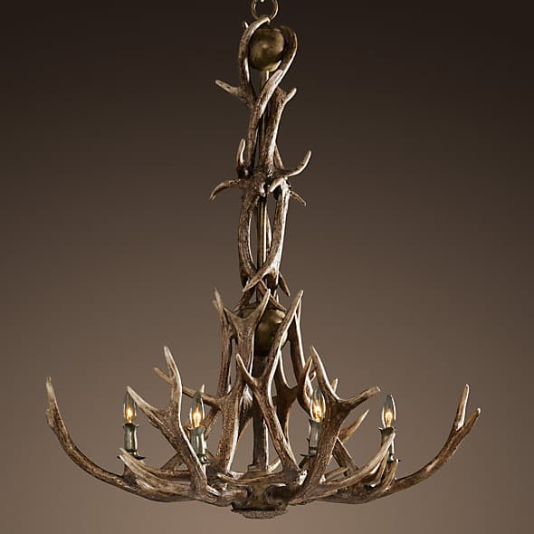 Restoration Hardware Adirondack Antler 6-Arm Chandelier