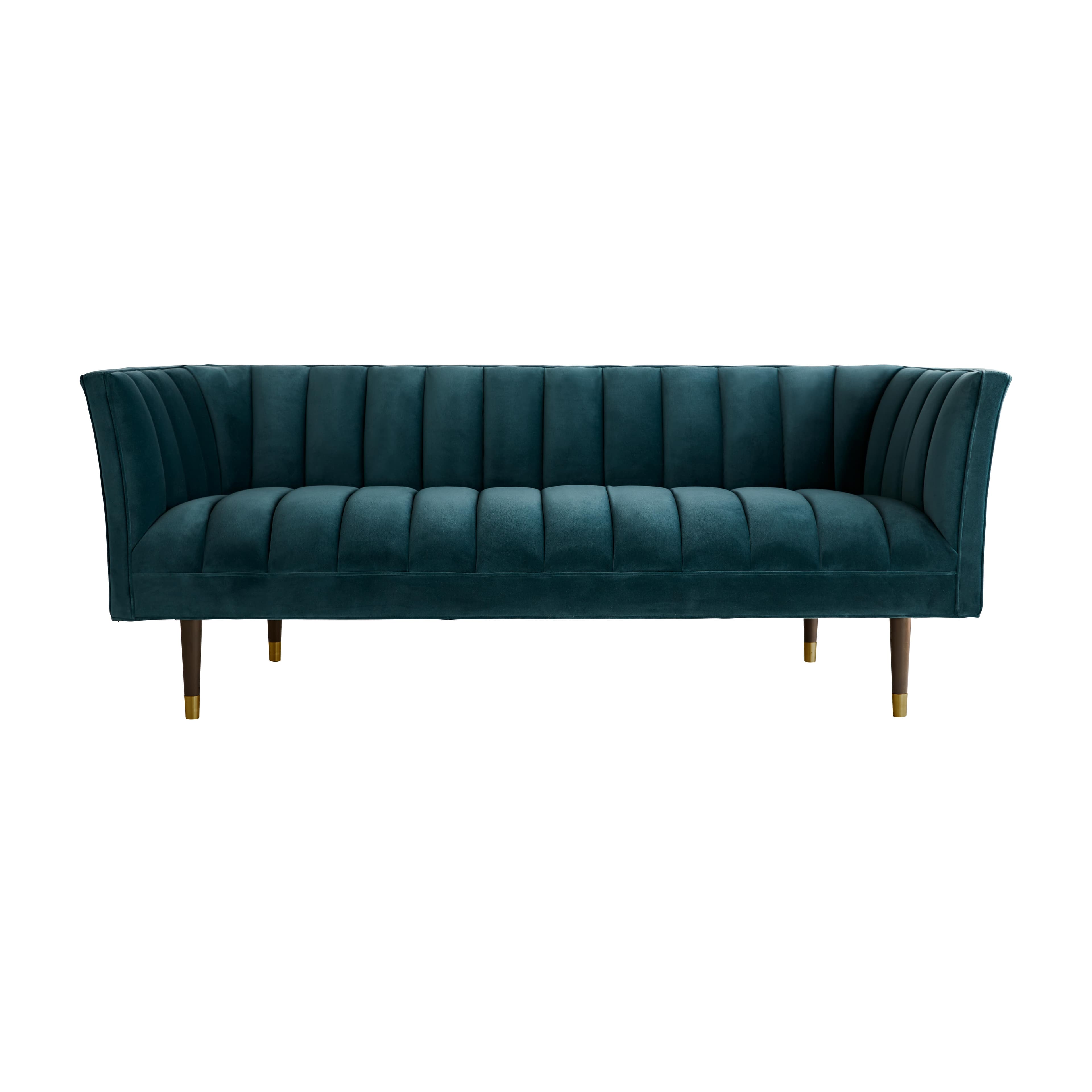 Диван Arteriors Christophe Sofa Peacock Velvet Dark Walnut — фото 3