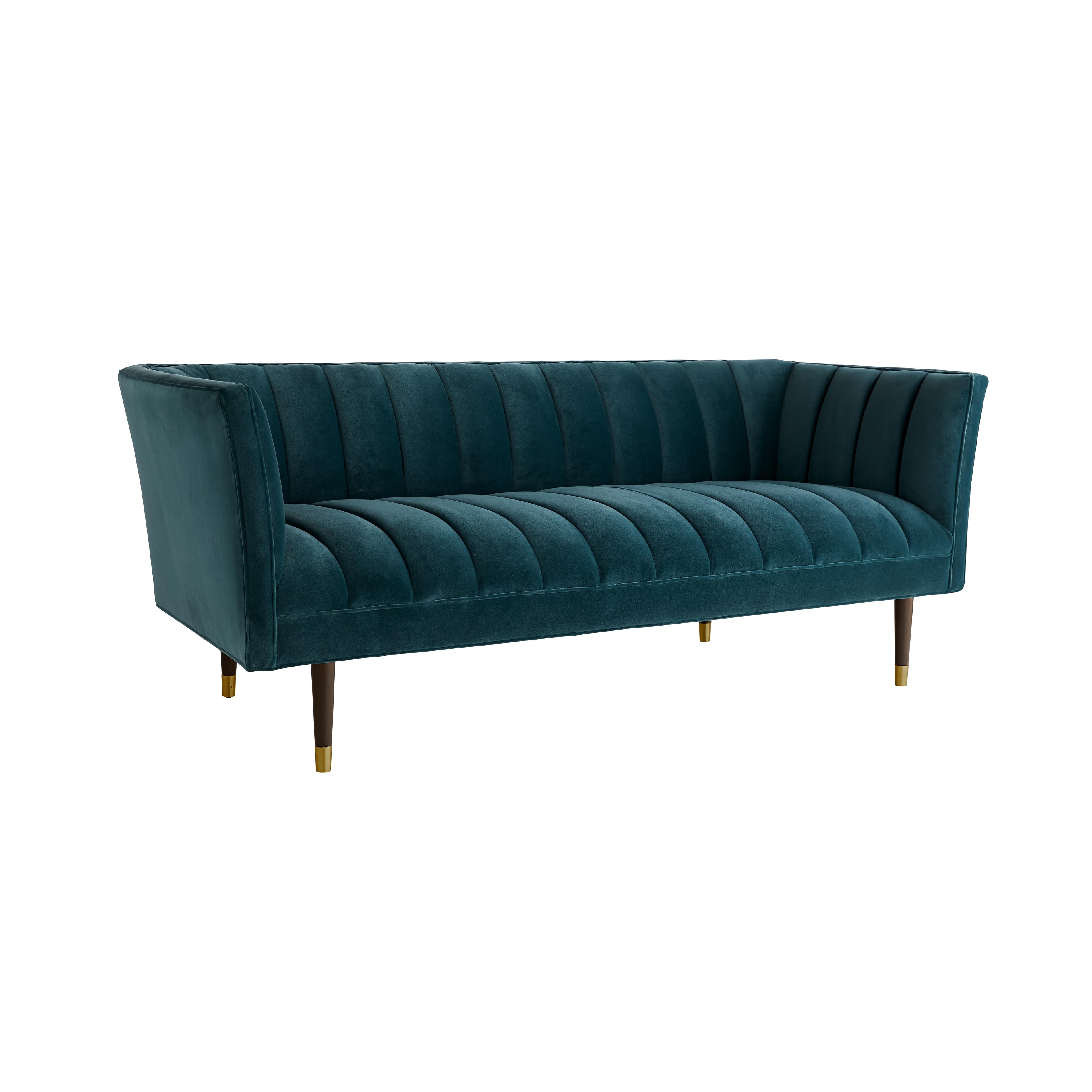 Диван Arteriors Christophe Sofa Peacock Velvet Dark Walnut